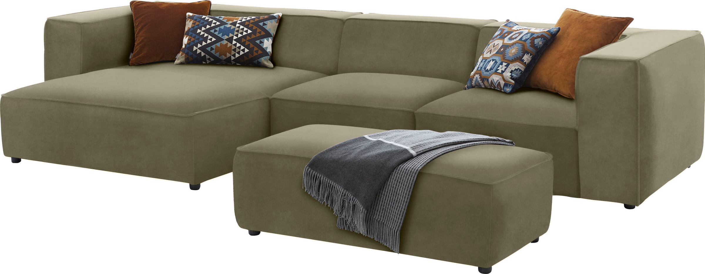W.SCHILLIG Ecksofa »around-the-block«, mit eleganter Biese, mit Federkern, Breite 341 cm