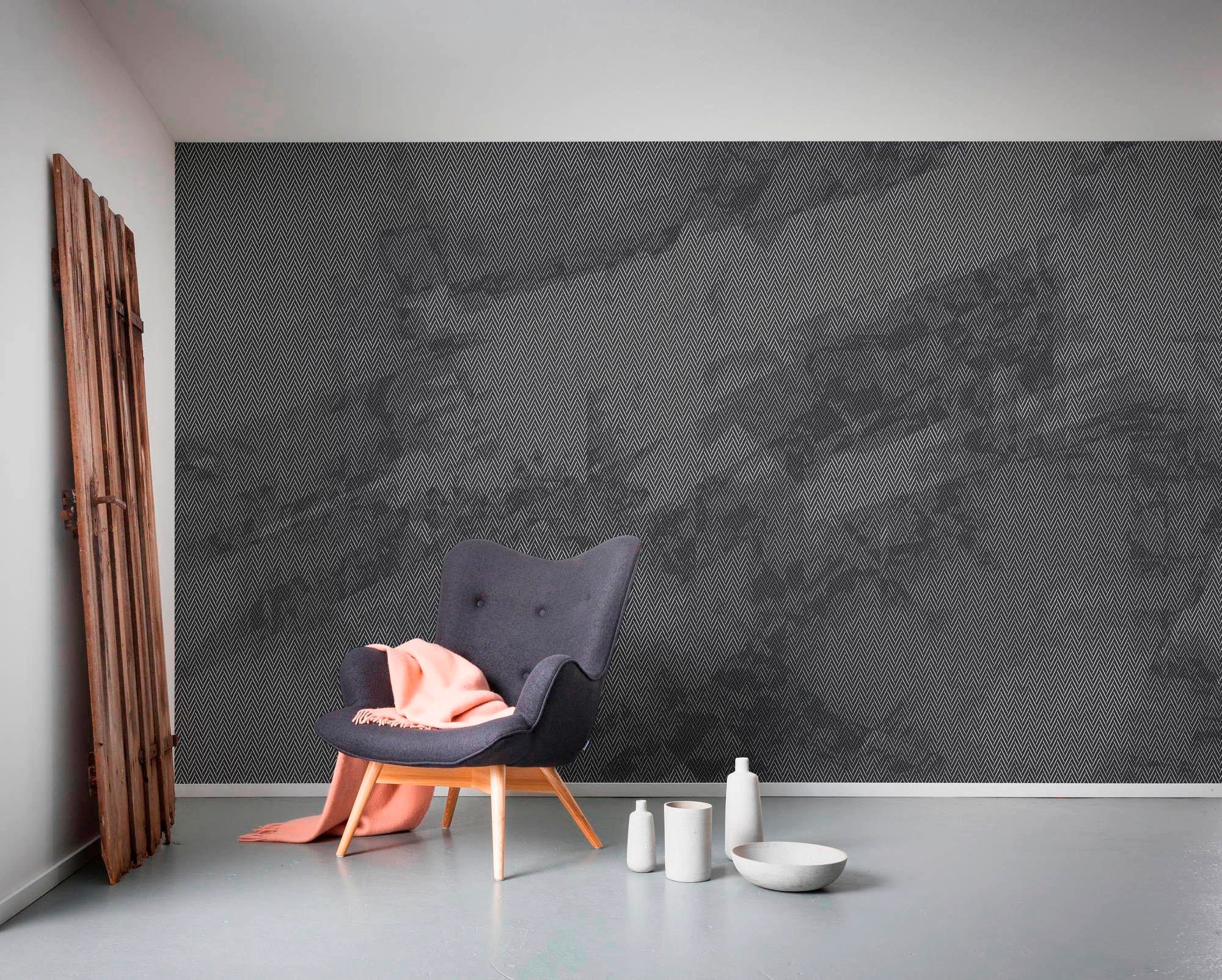 Komar Vliestapete »Digitaldruck Vlies -  Maya Tweed b/w - Größe 400 x 250 cm« bedruckt glatt Wohnzimmer, Schlafzimmer