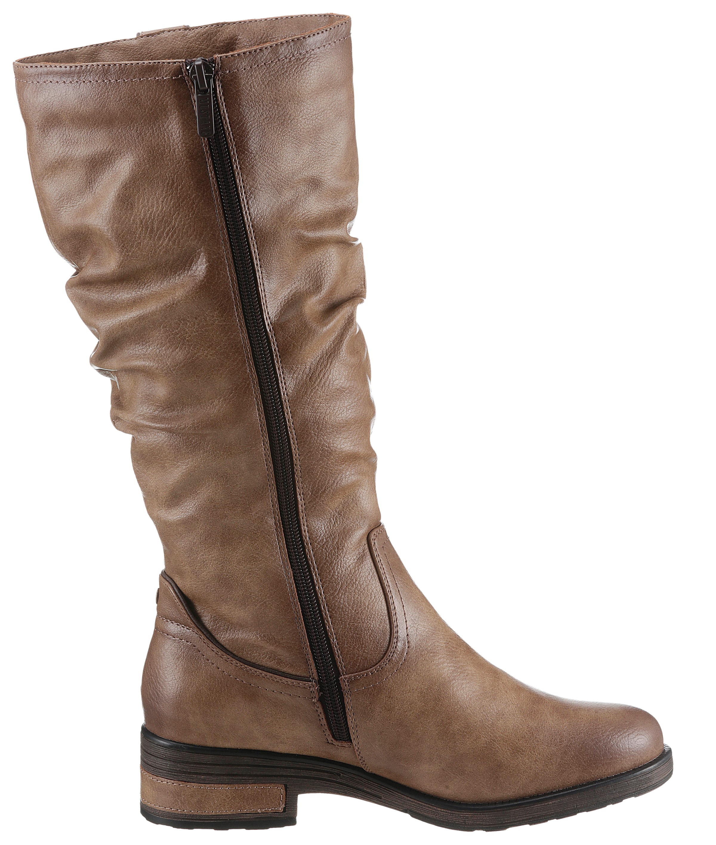 Mustang Shoes Winterstiefel, Langschaftstiefel, Blockabsatz, mit Raffungen am slouchy Schaft