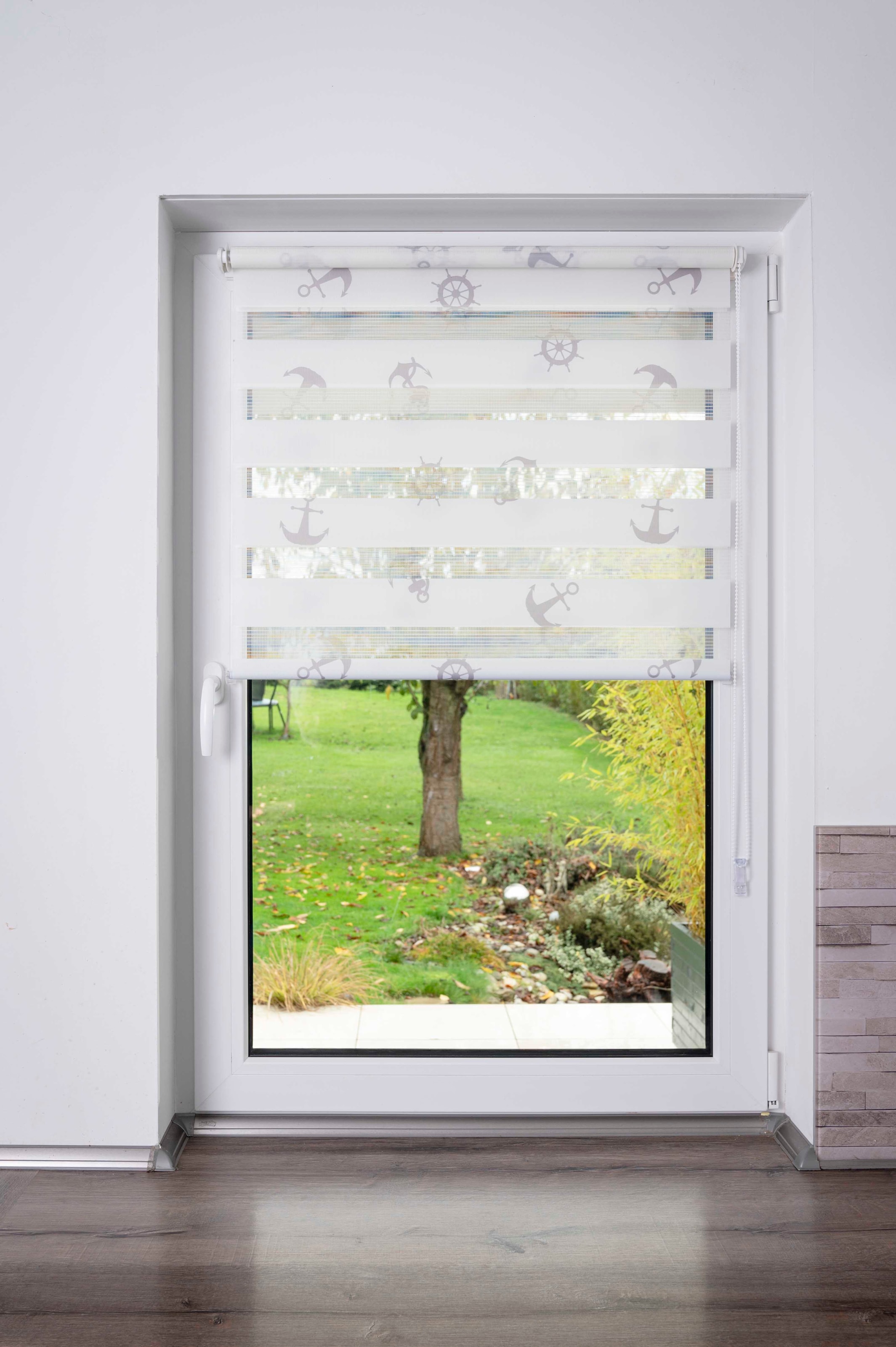 K-HOME Doppelrollo »MARITIM bedruckt« Lichtschutz Sichtschutz ohne Bohren freihängend Klemmfix, bedruckt