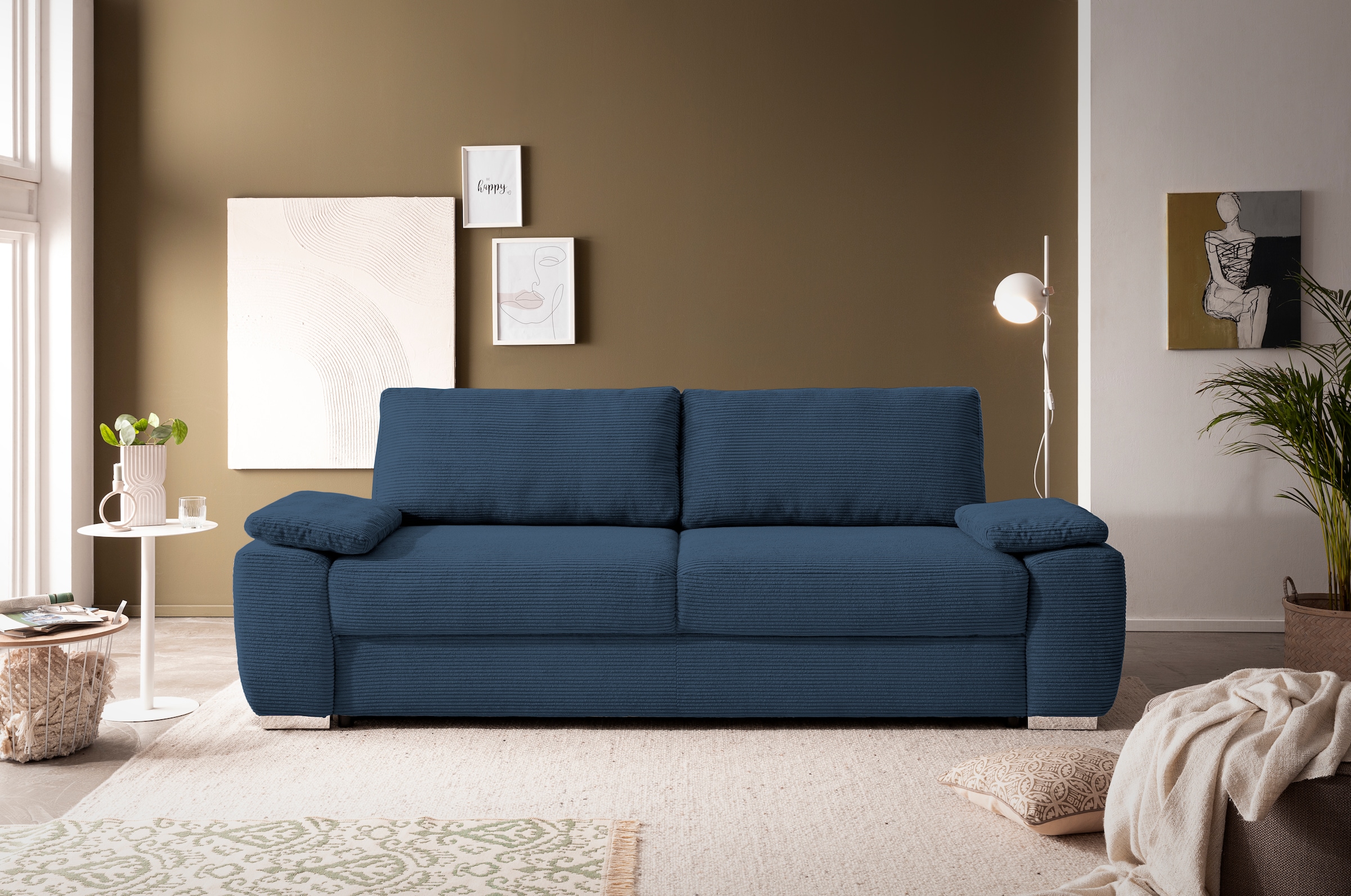 exxpo - sofa fashion 3-Sitzer »SOLSBURY, bequem und komfortabel, Sofa, Schlafsofa«, inkl. Federkern-Polsterung, Bettfunktion und Stauraum, in Cord