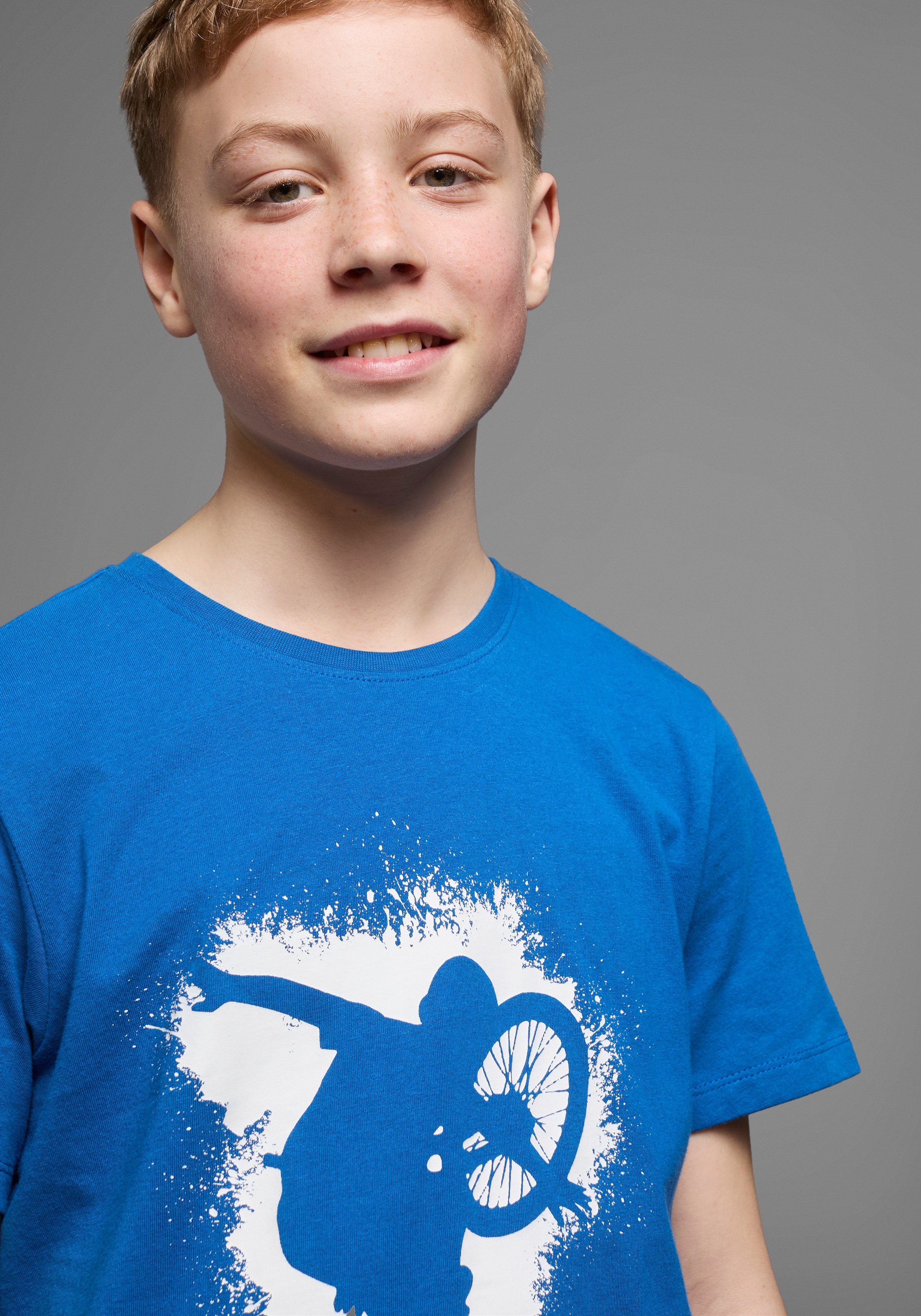 KIDSWORLD T-Shirt »Mit lässigem Druck: BIKER«, Kurzarm, bedruckt, Rundhalsausschnitt, aus Baumwolle