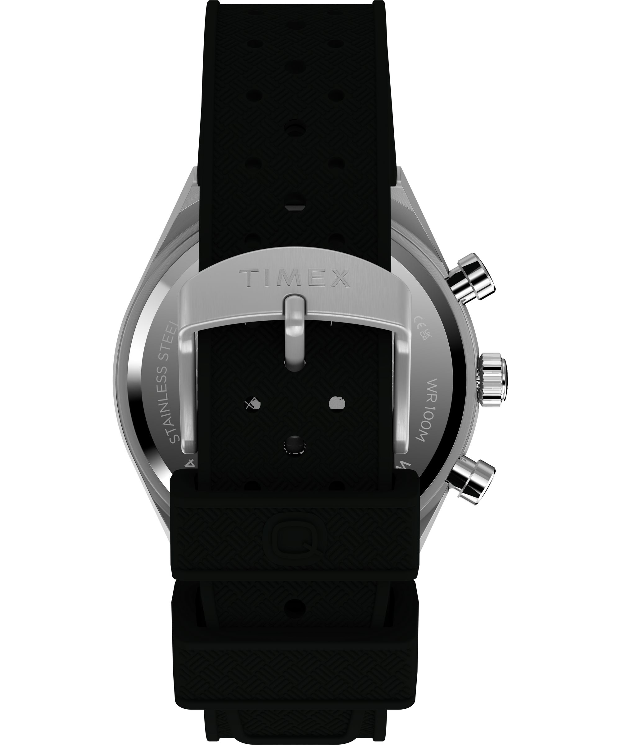 Timex Quarzuhr »Q Timex Continental Chronograph« Armbanduhr, Herrenuhr, Silikonarmband, analog, Beleuchtung