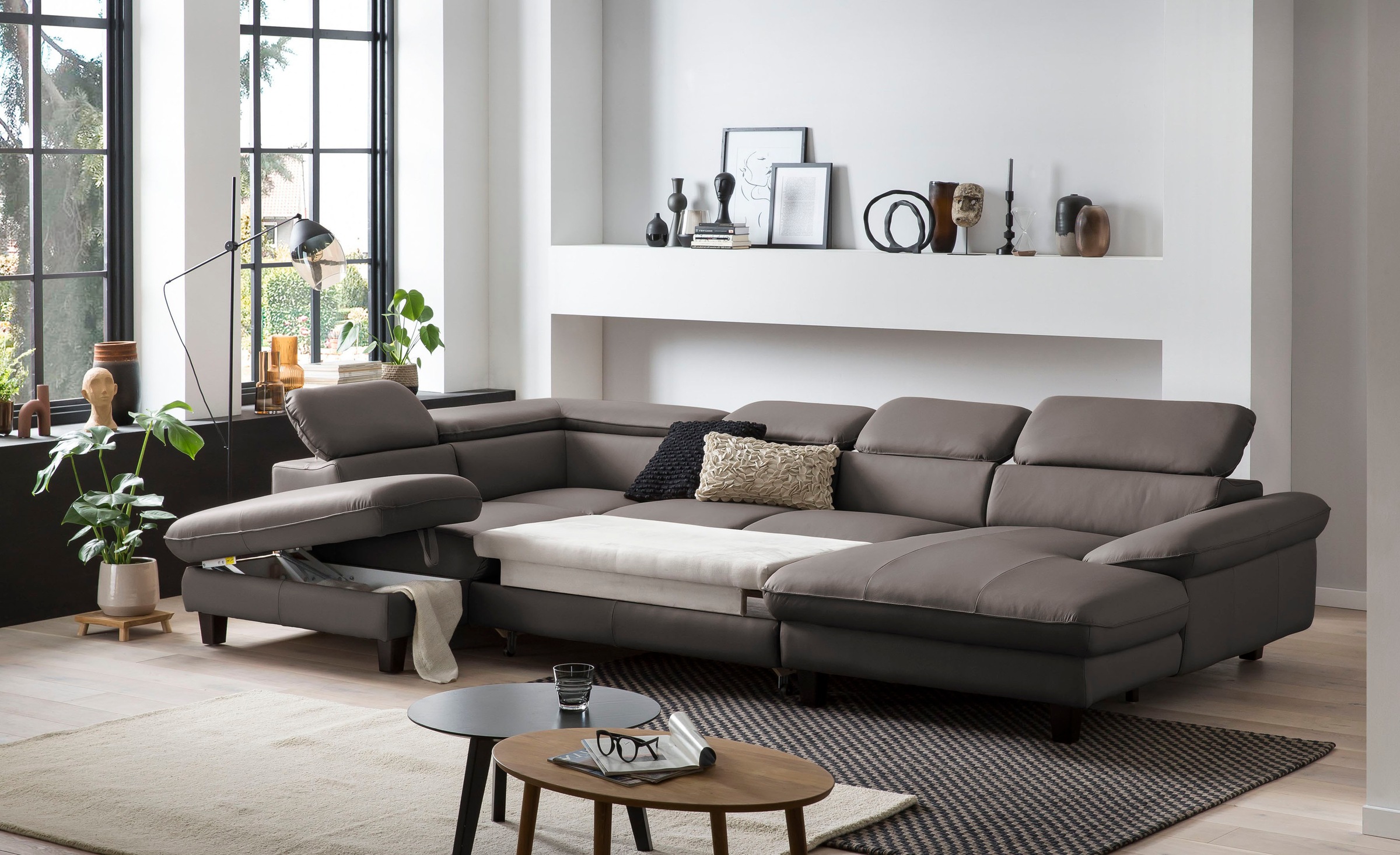 Home affaire Wohnlandschaft »Pilot U-Form«, mit Kopfteilverstellung, wahlweise mit Bettfunktion & Bettkasten