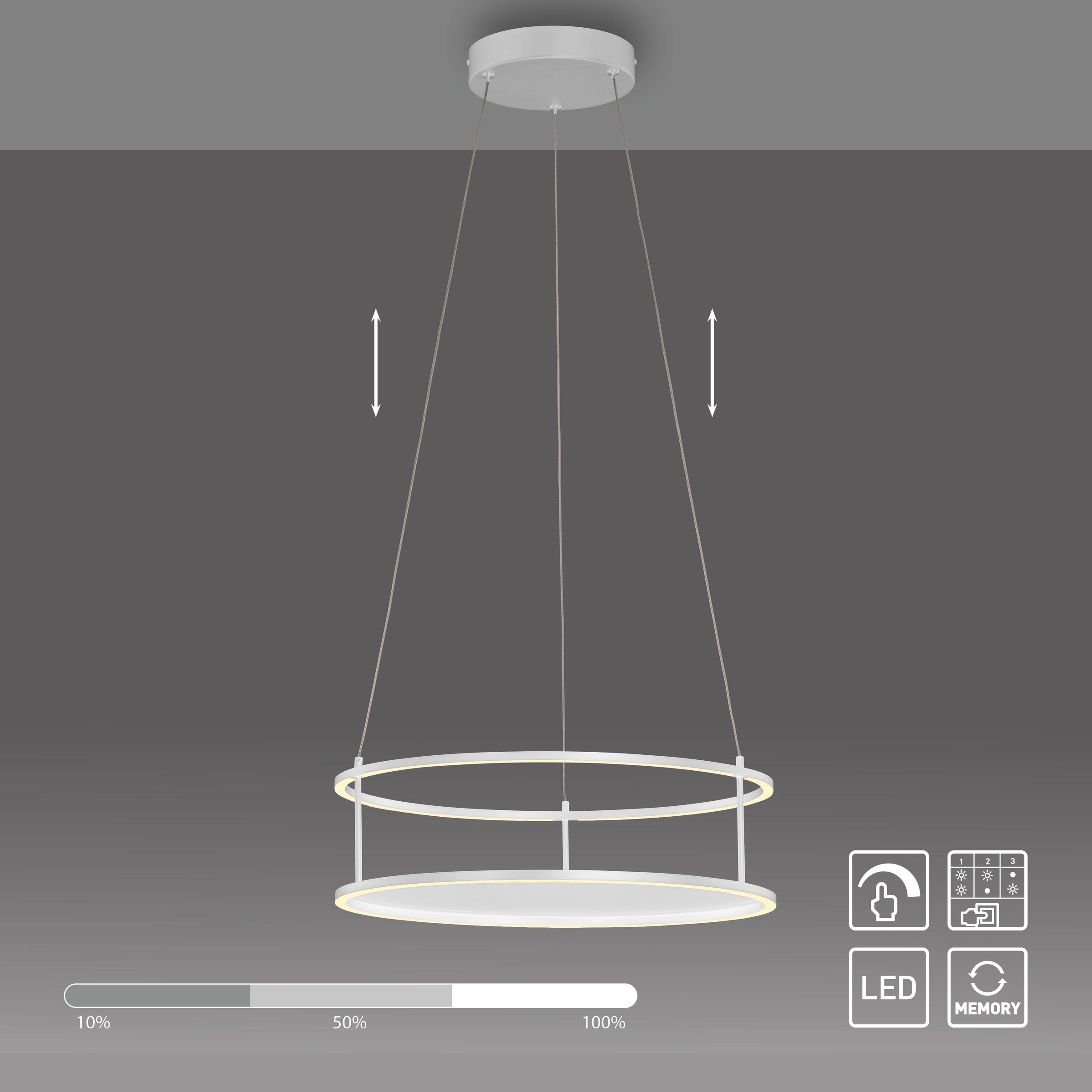 Paul Neuhaus LED Pendelleuchte »CONNI« LED-Board 1 Stk. Warmweiß Touchdimmer, separat schaltbar, Memoryfunktion, Deko-Ablagefläche