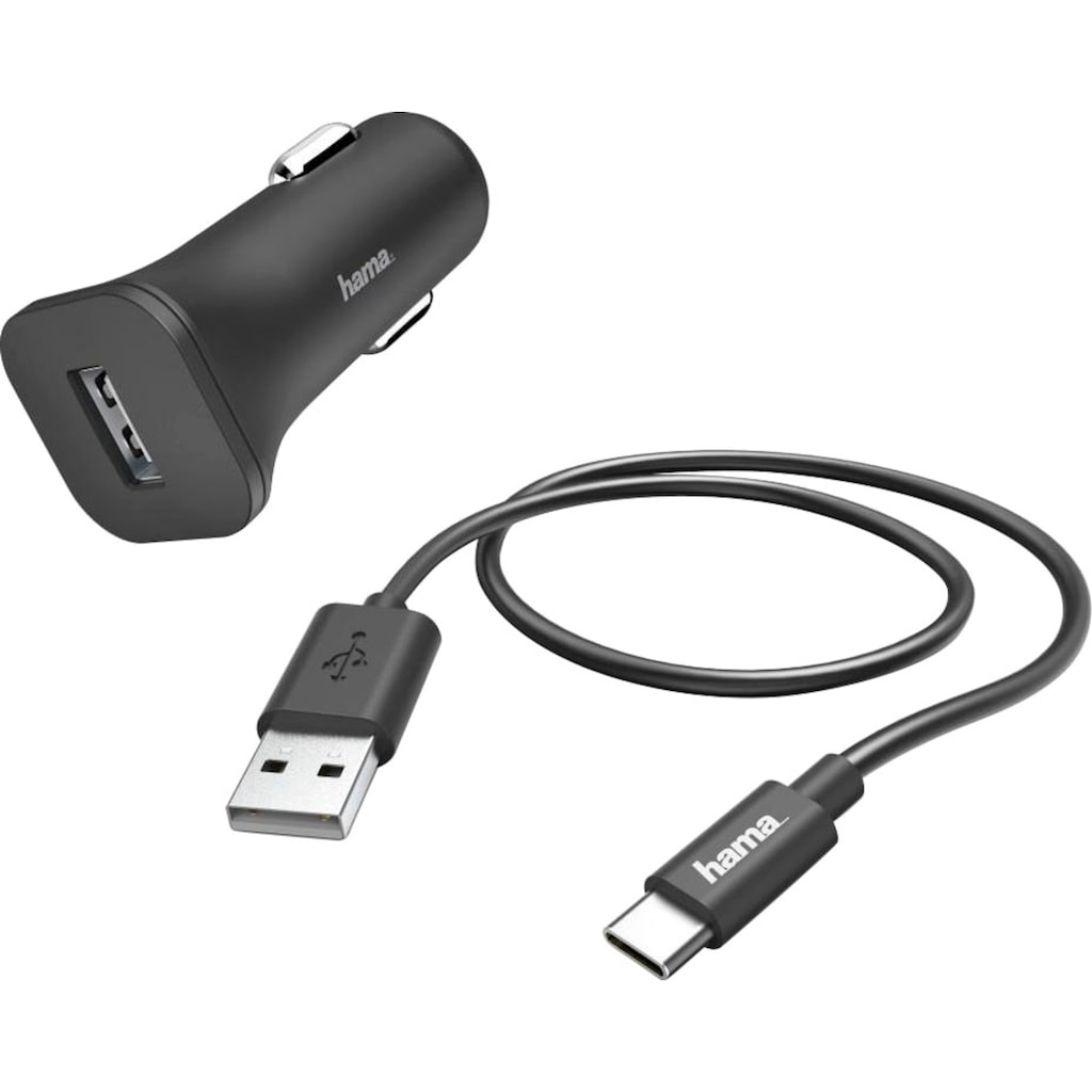 Hama USB-Ladegerät »Kfz-Ladeset, USB-C, 12W, Schwarz«