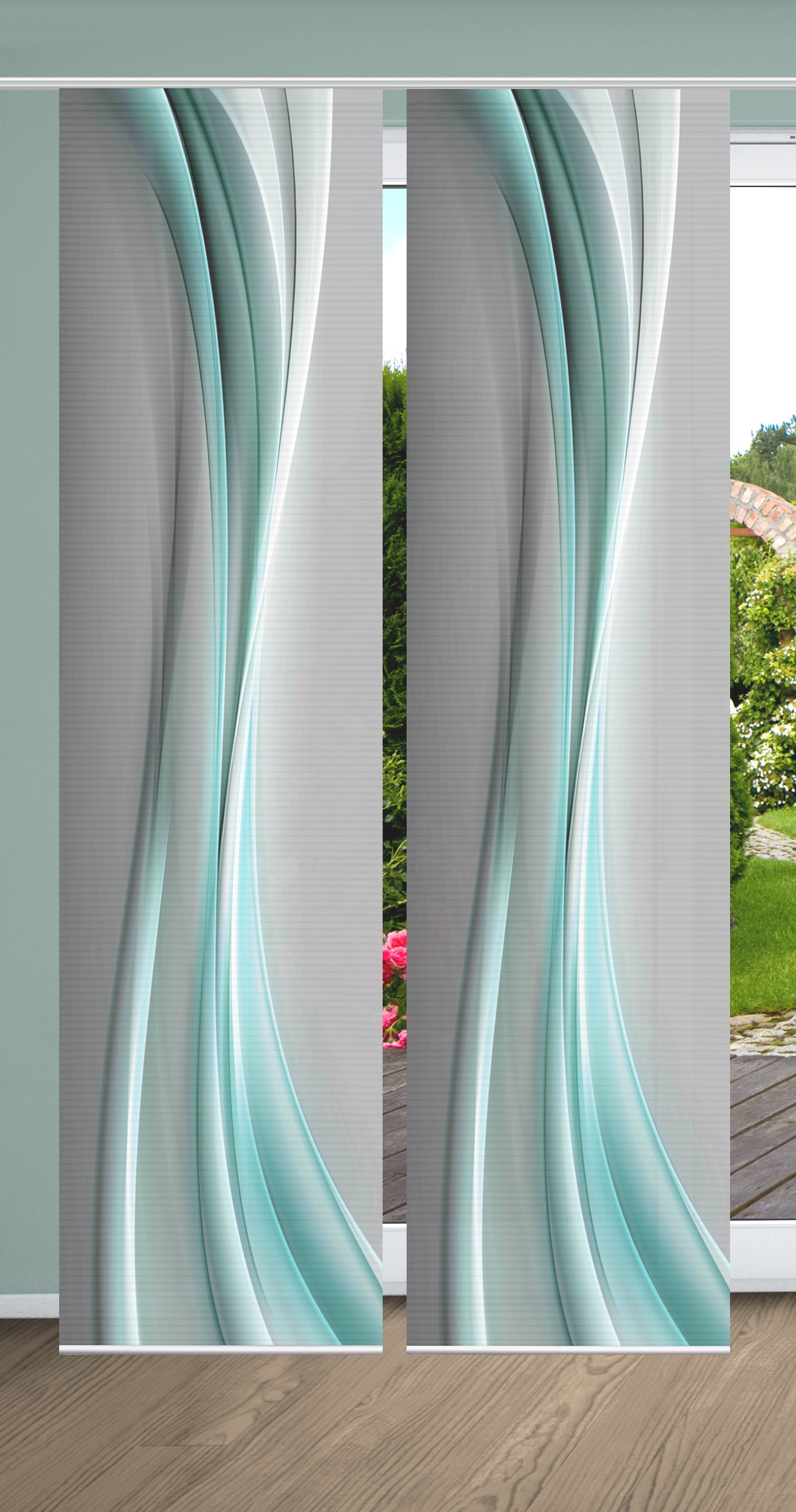 HOME in green Schiebegardine »ELANIA« Paneelwagen 2 Stk. tlg. SET DIGITALDRUCK,BAMBUSOPTIK RECYCELT