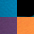 schwarz, türkis, orange, lila