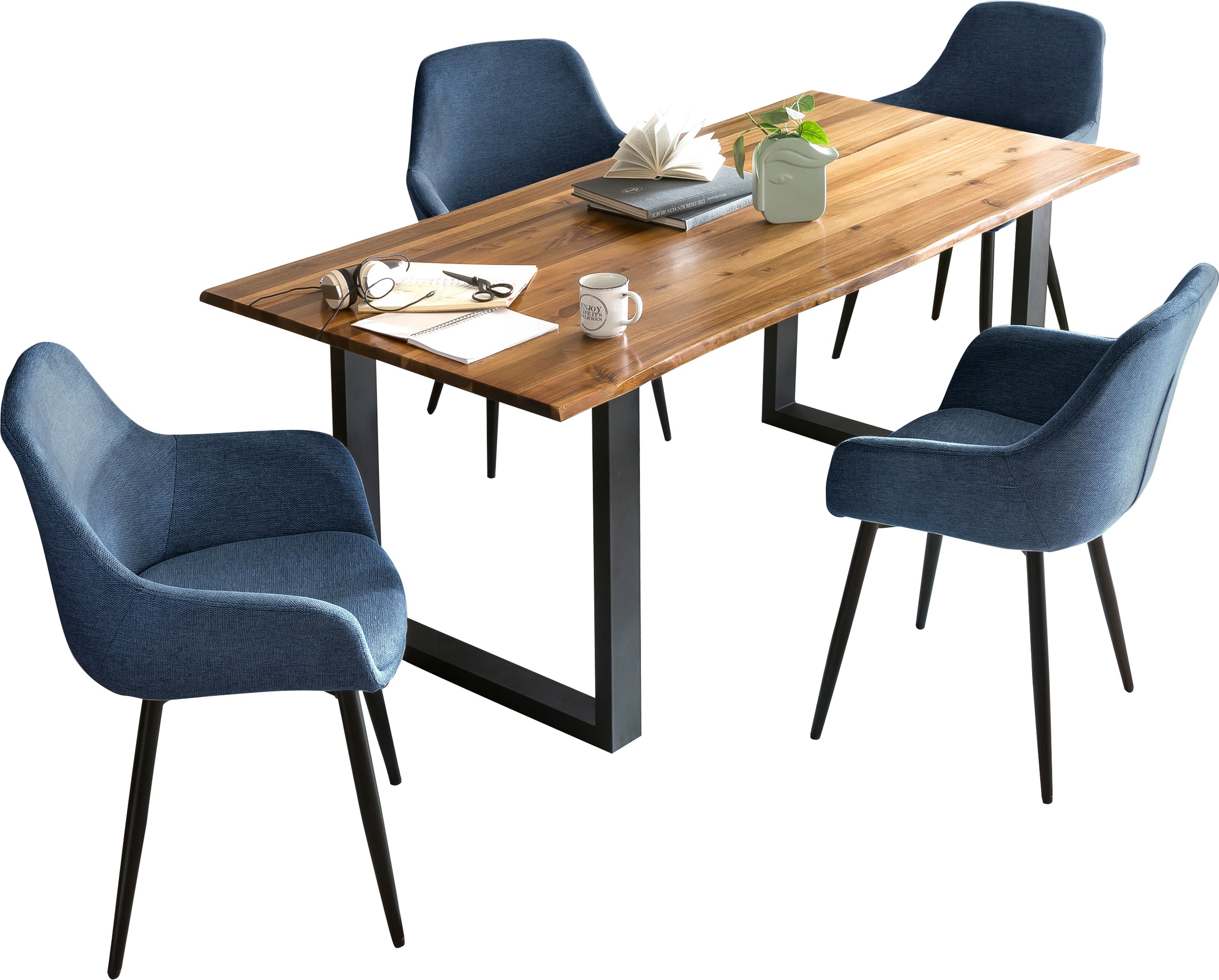 SalesFever Essgruppe, (Set, 5 tlg.), Tischplatte mit echter Baumkante