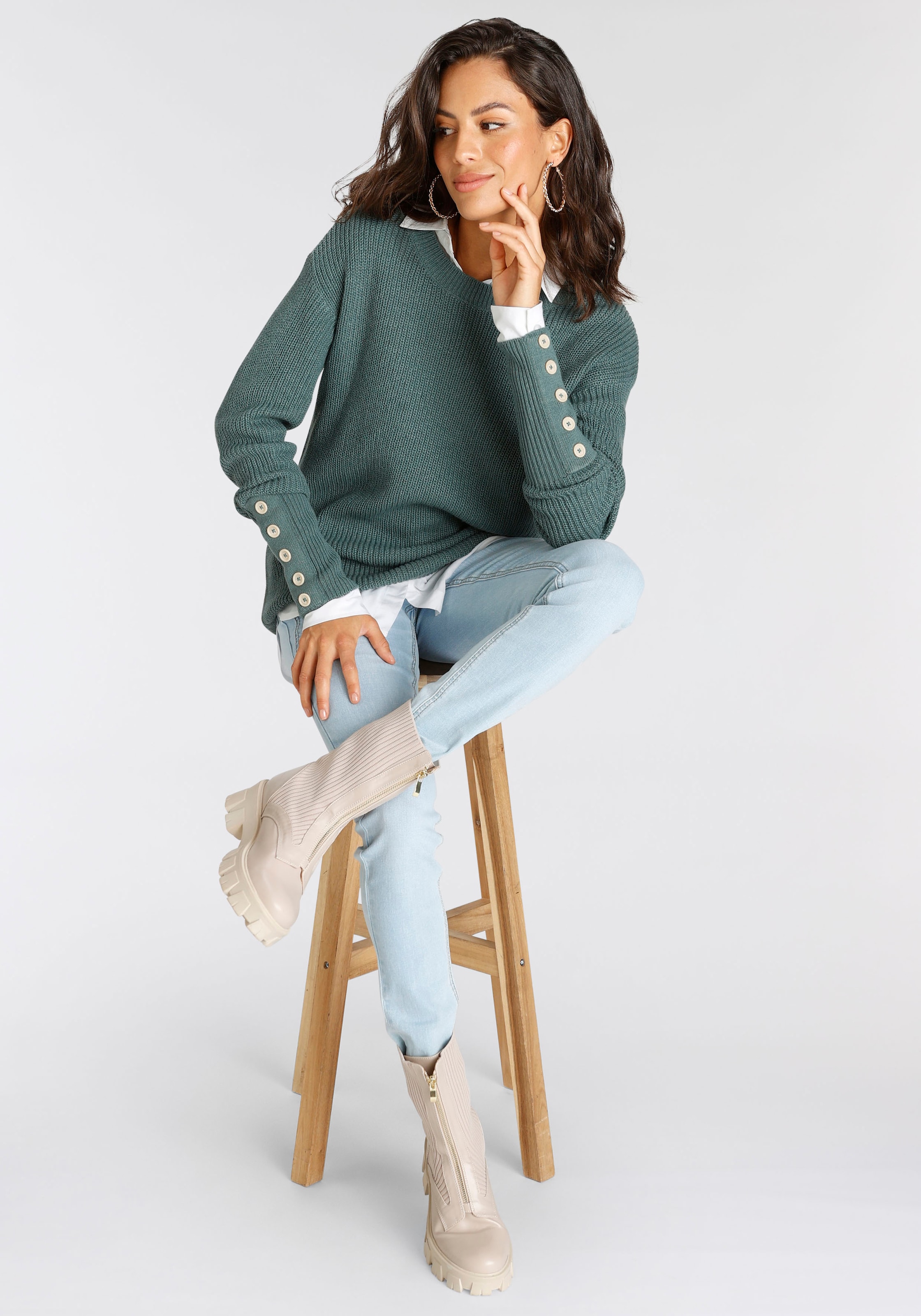 Laura Scott Strickpullover, mit Zierknöpfen