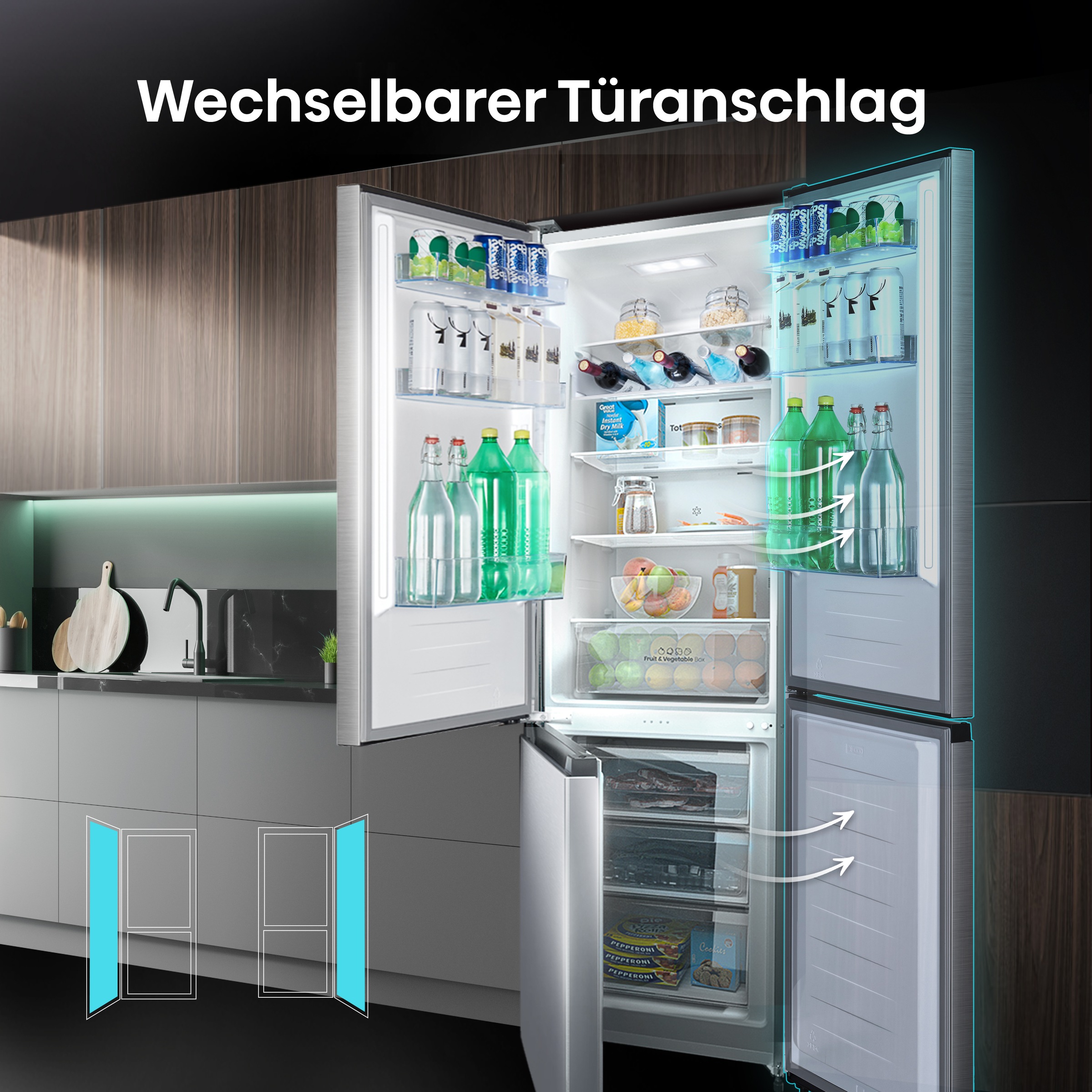 Hisense Kühl-/Gefrierkombination »RB390N4C«, RB390N4CCD, 186 cm hoch, 59,5 cm breit, Außen-Display