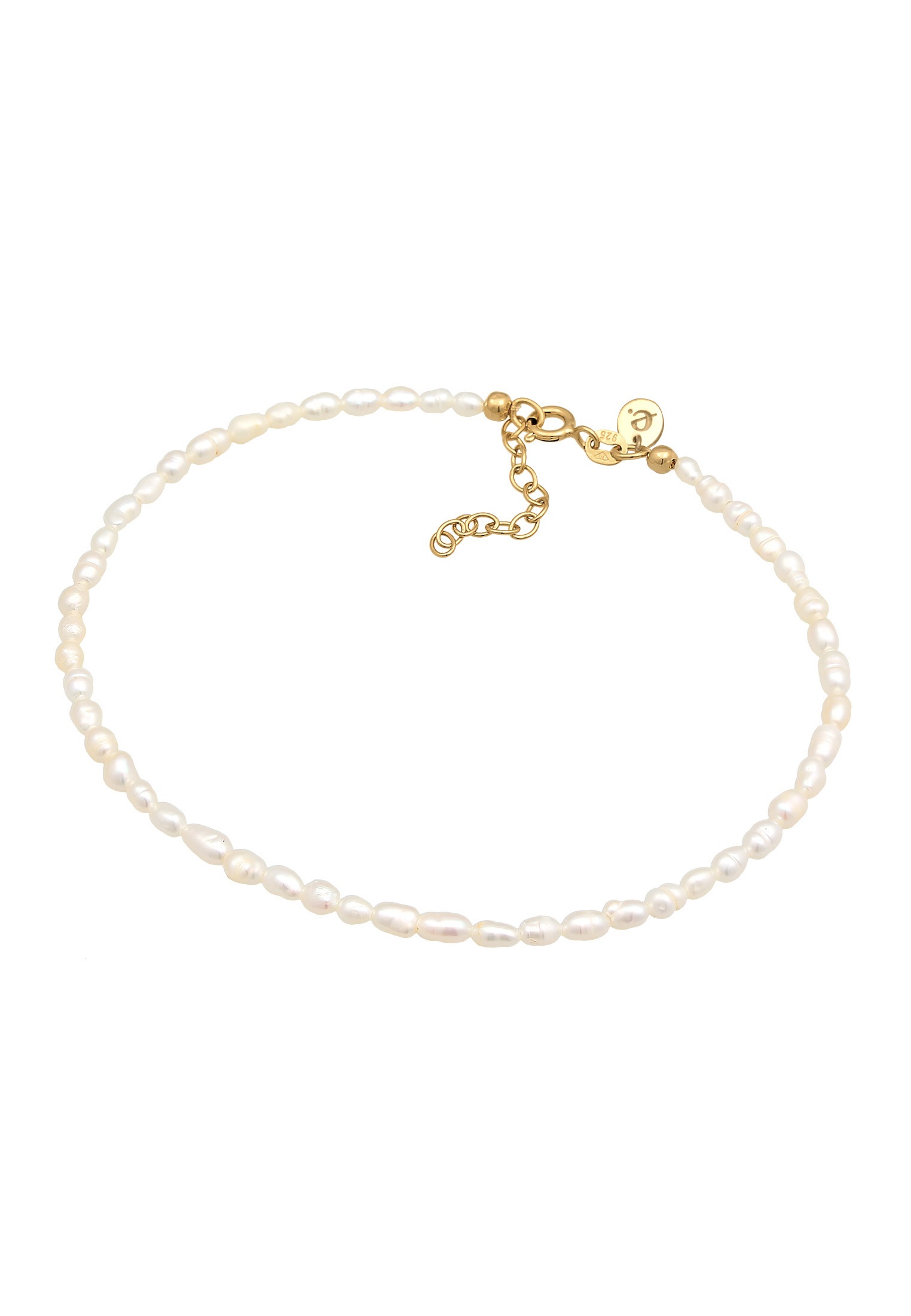 Elli Premium Fußkette »Fußschmuck Süßwasserperlen Klassik 925 Silber vergoldet«