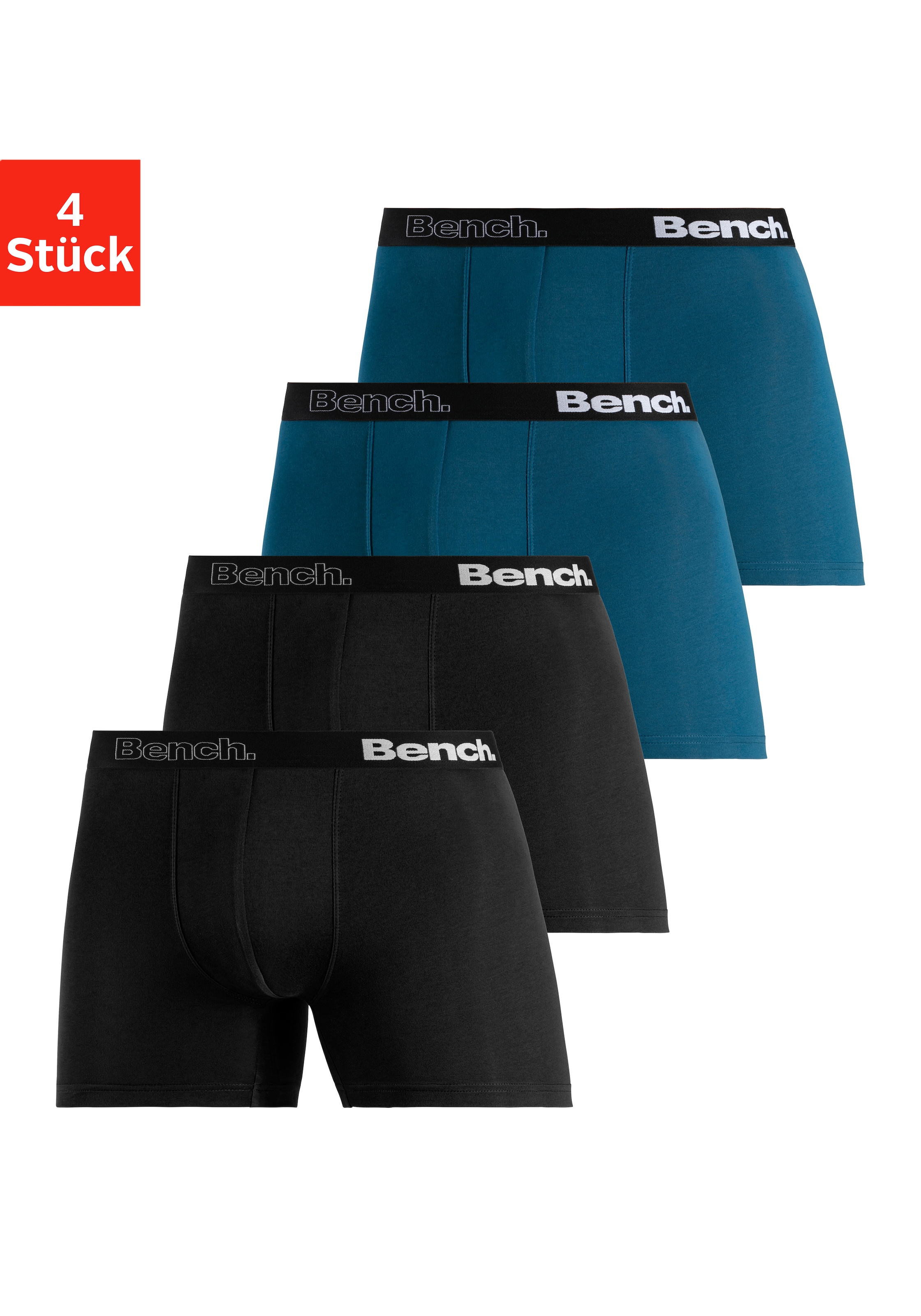 Bench. Langer Boxer "Boxershorts für Herren" Packung, 4 Stk. Unterhosen mit Logoschriftzug im Bund