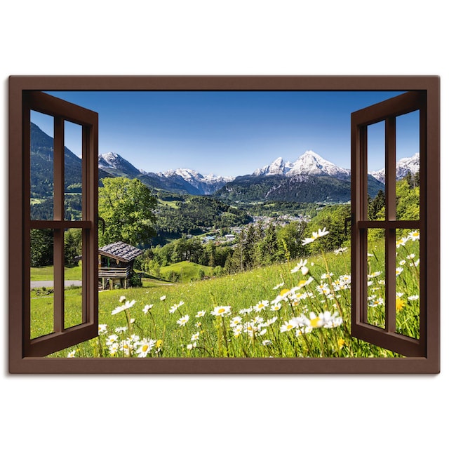 Artland Wandbild »Fensterblick Bayerischen Alpen«, Berge, (1 St.), als  Alubild, Leinwandbild, Wandaufkleber oder Poster in versch. Größen auf  Raten kaufen