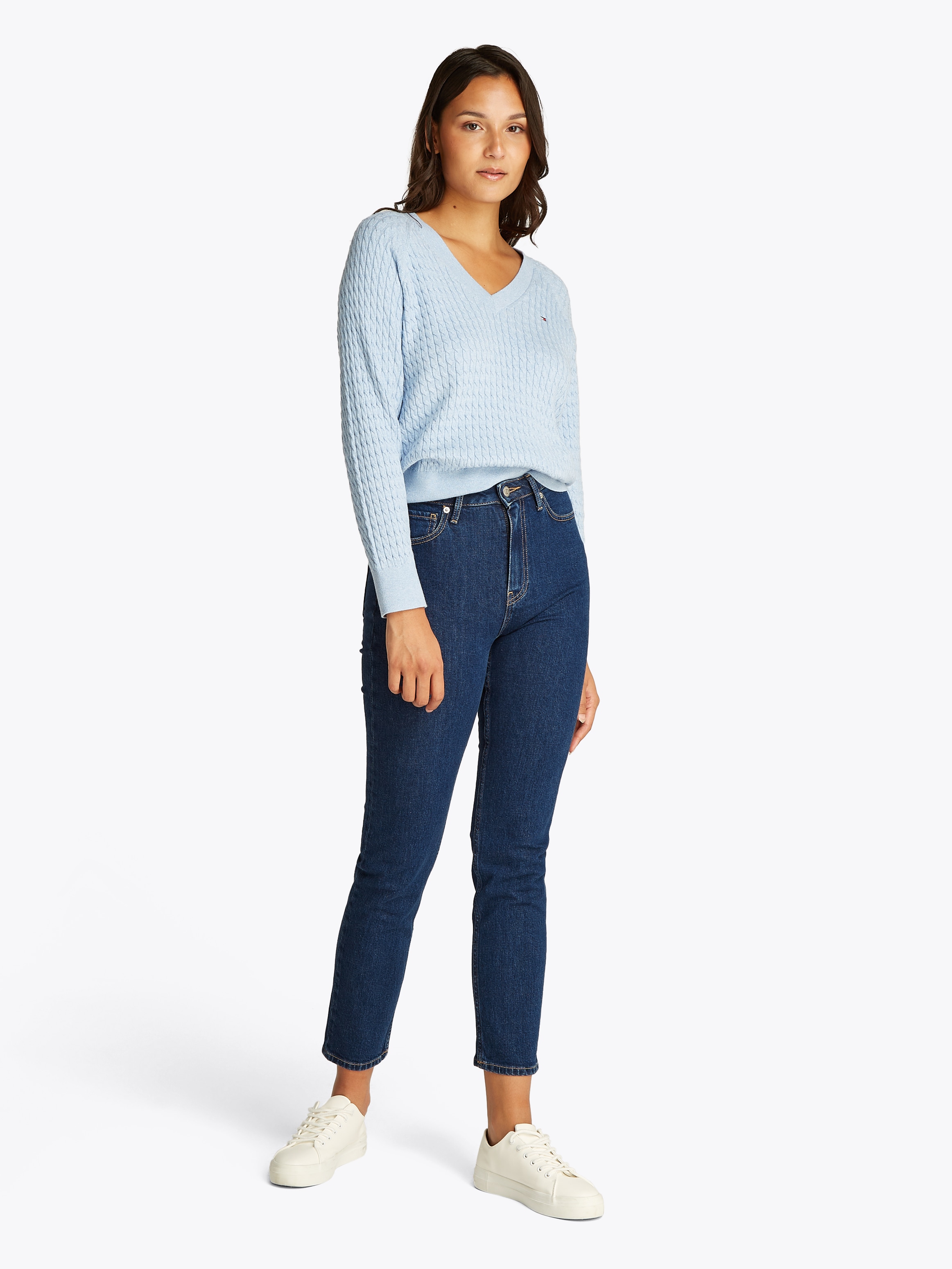 Tommy Hilfiger Slim-fit-Jeans »Slim Cigarette High Waist«, mit Logo-Badge, in blauer Waschung