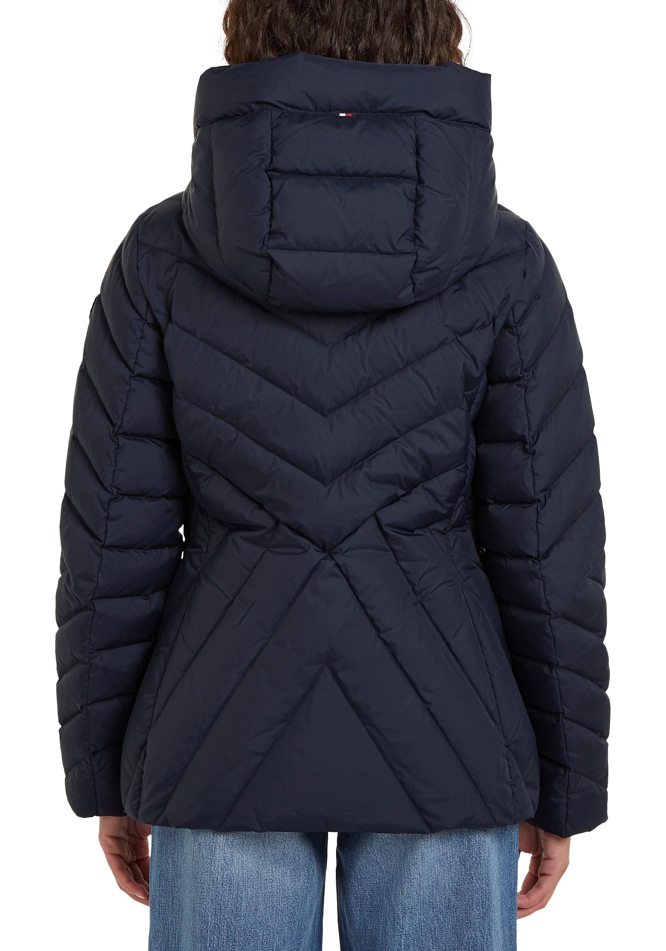 Tommy Hilfiger Steppjacke »CHEVRON MW PADDED JACKET«, mit Kapuze, mit mittelstarker Wattierung und Tommy Hilfiger Markenlabel