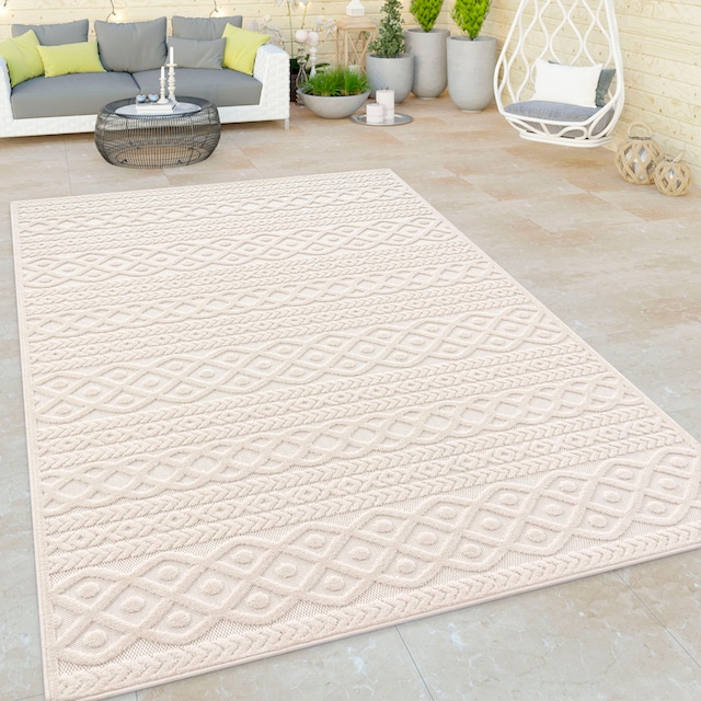Paco Home Teppich »Cotton 231«, rechteckig, Uni-Farben, Hoch-Tief Effekt,  boho, In- und Outdoor geeignet