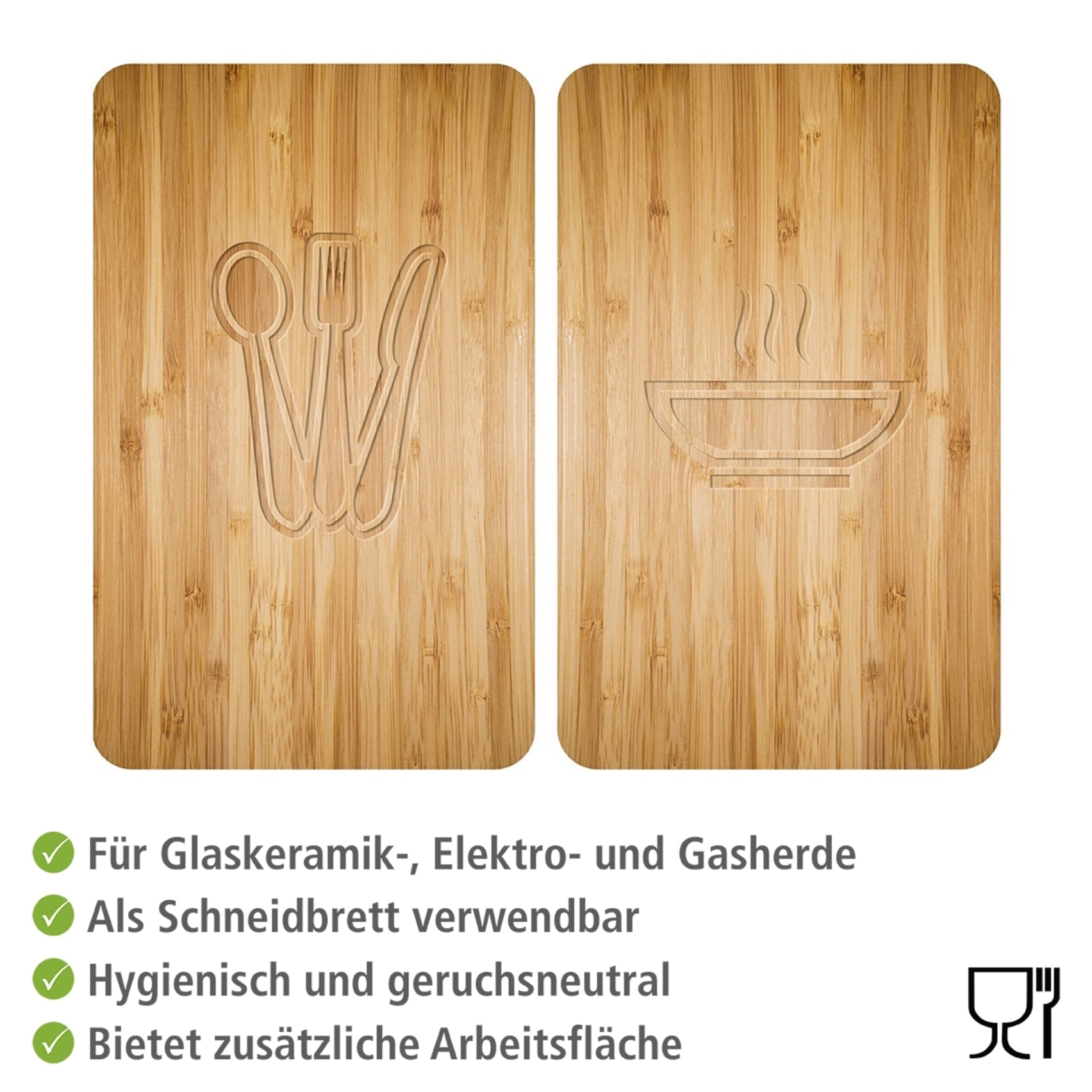 WENKO Herd-Abdeckplatte »Universal Modell Lunch«, (Set, 2 tlg.), Herdabdeckung für alle Herdarten, kratzfest, mit rutschfesten Füßen