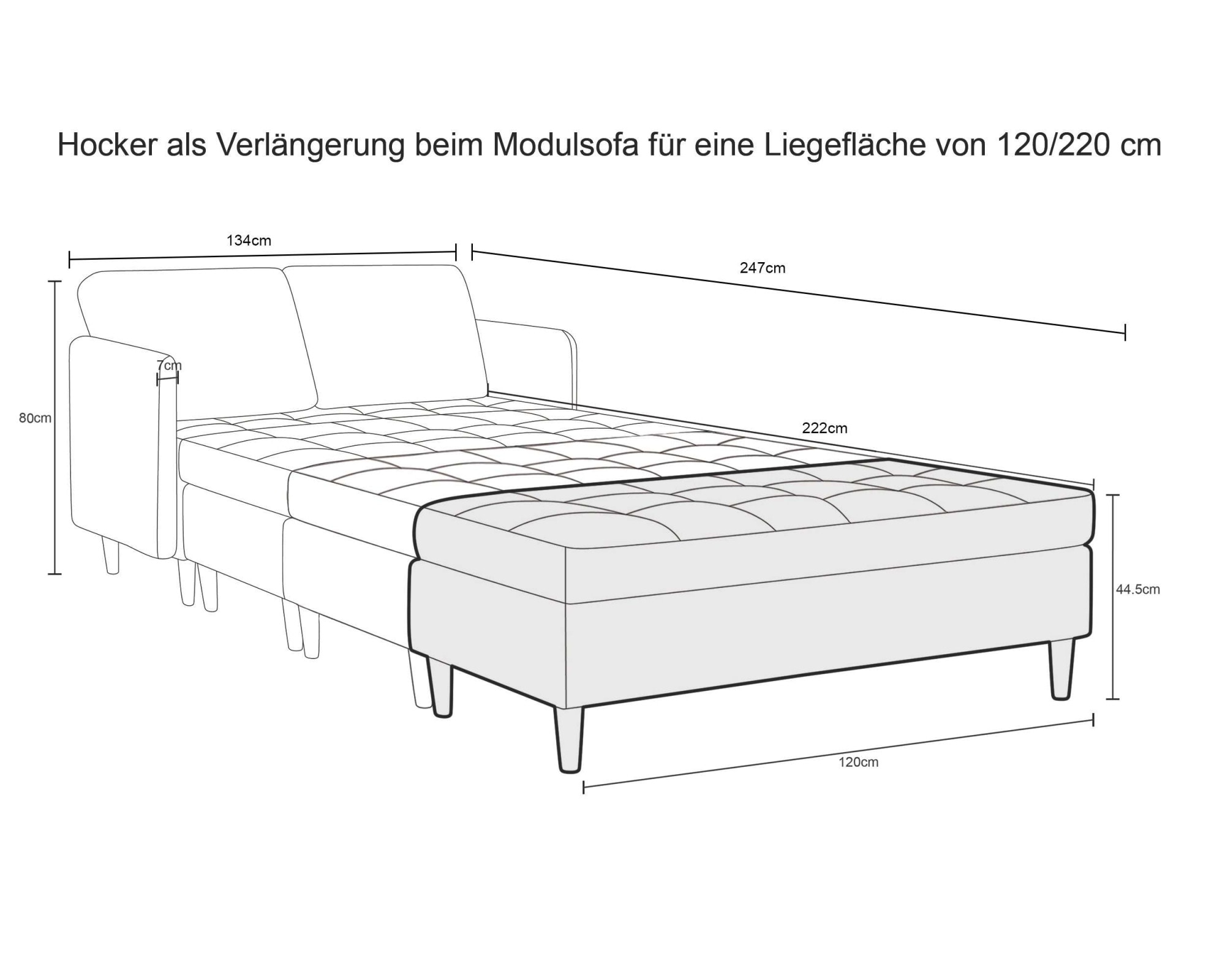 Dorel Home Hocker »LINDHUS, Cord, Modul für die Lindhus-Sofas- Breite 120 cm« verlängert das Sofa zum Schlafsofa, Relaxsofa....