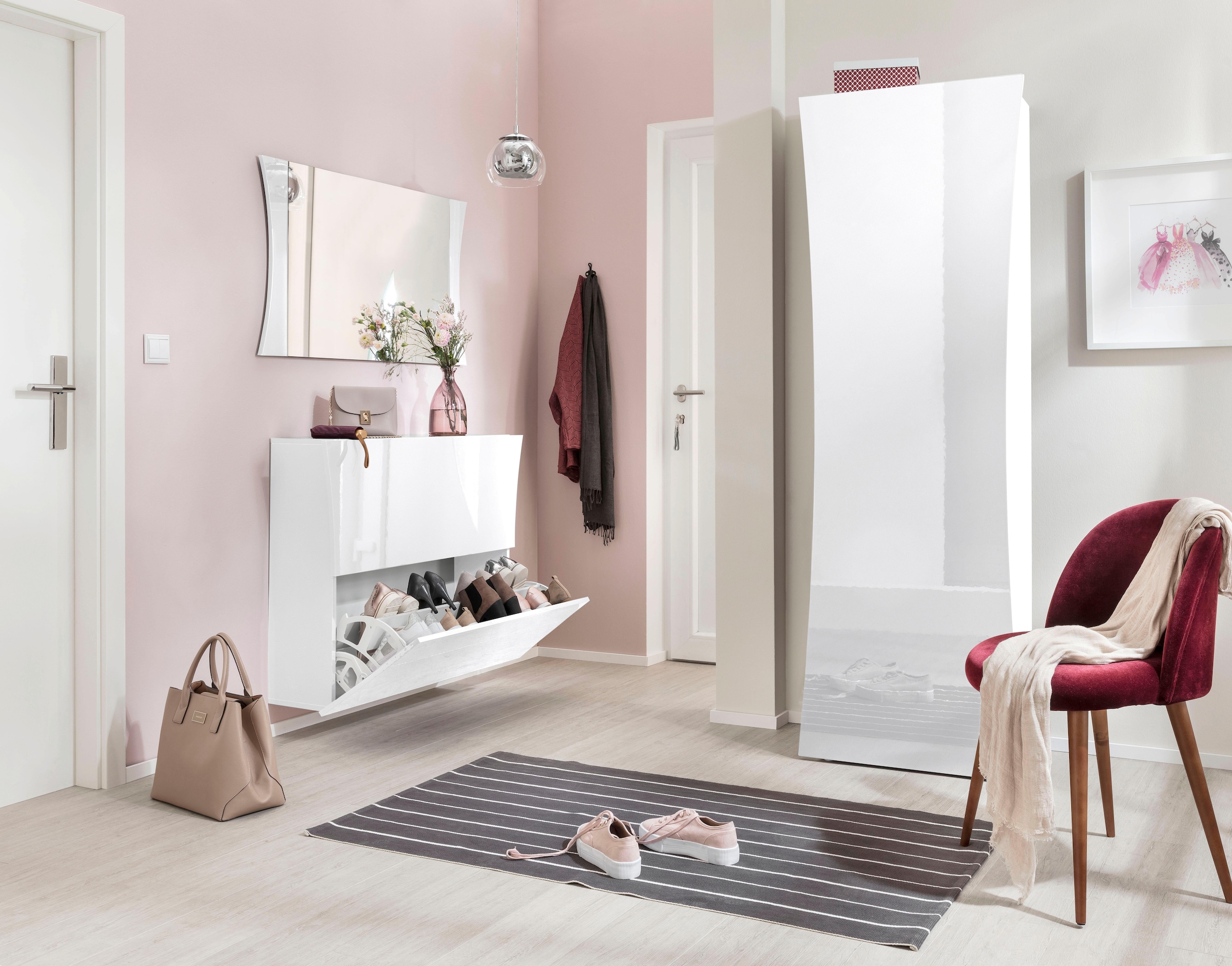 INOSIGN Schuhschrank »Arco, Schuhkipper, Schuhkommode«, 2 Klappen mit Doppelschuhtrommeln, Frontbreite 90-101cm