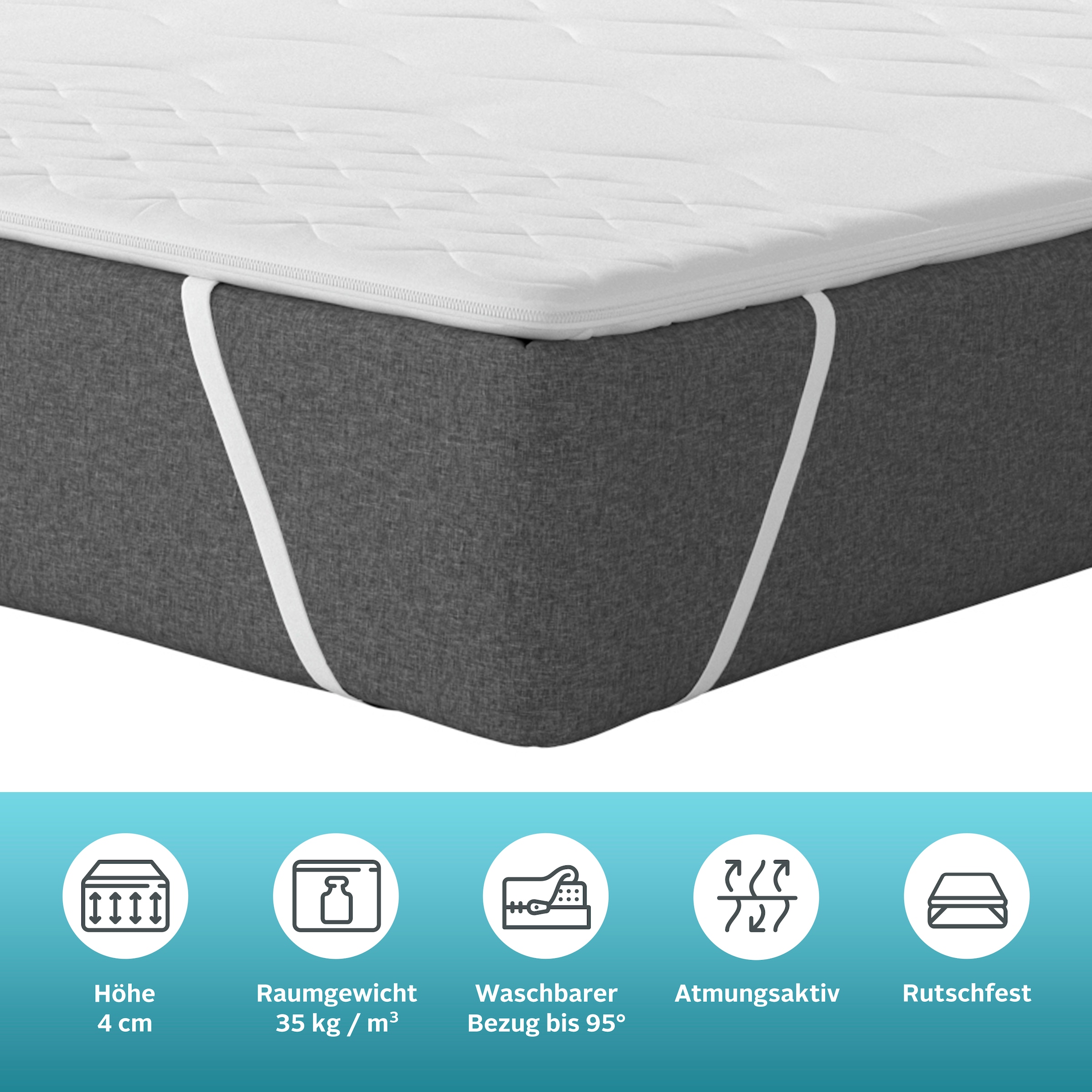my home Topper »Fantasy, 7 Zonen Topper in 90x200, 140x200 cm und weitere Größen«, (2 St.), Ideal für Boxspringmatratzen, Baumwoll-Bezug kochfest bis 95 °C