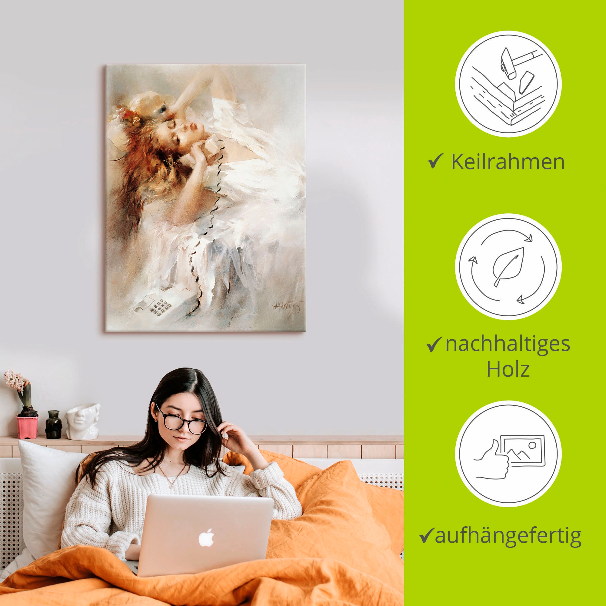 Artland »Hoffnungsvoll« Frau 1 Stk. tlg. auf Holzrahmen gespannt