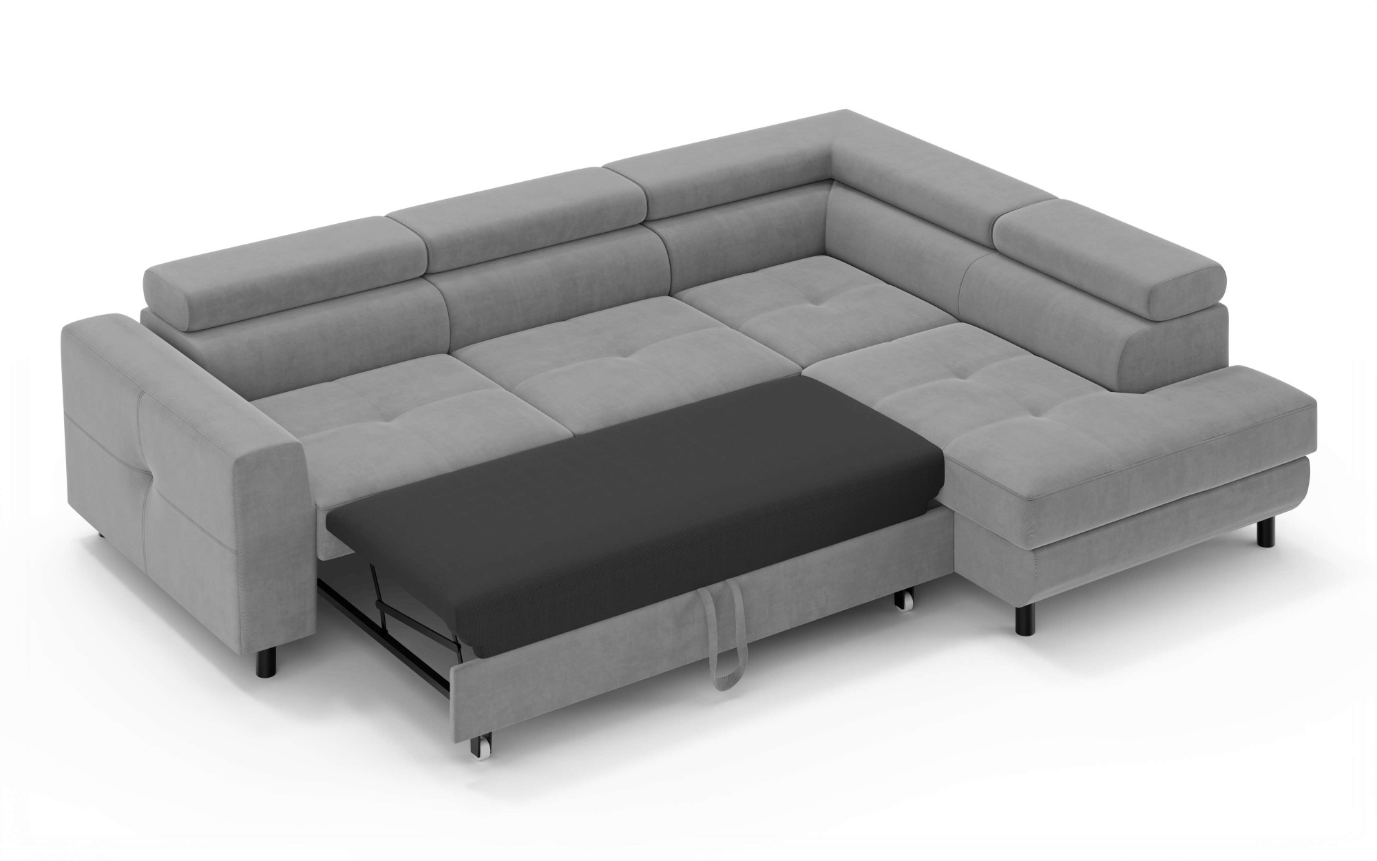 OTTO home Ecksofa »AADEN Schlafsofa mit verstellbaren Kopfstützen, B/T/H: 254/199/90 cm« mit Bettfunktion und Bettkasten, Ottomane rechts/links bestellbar