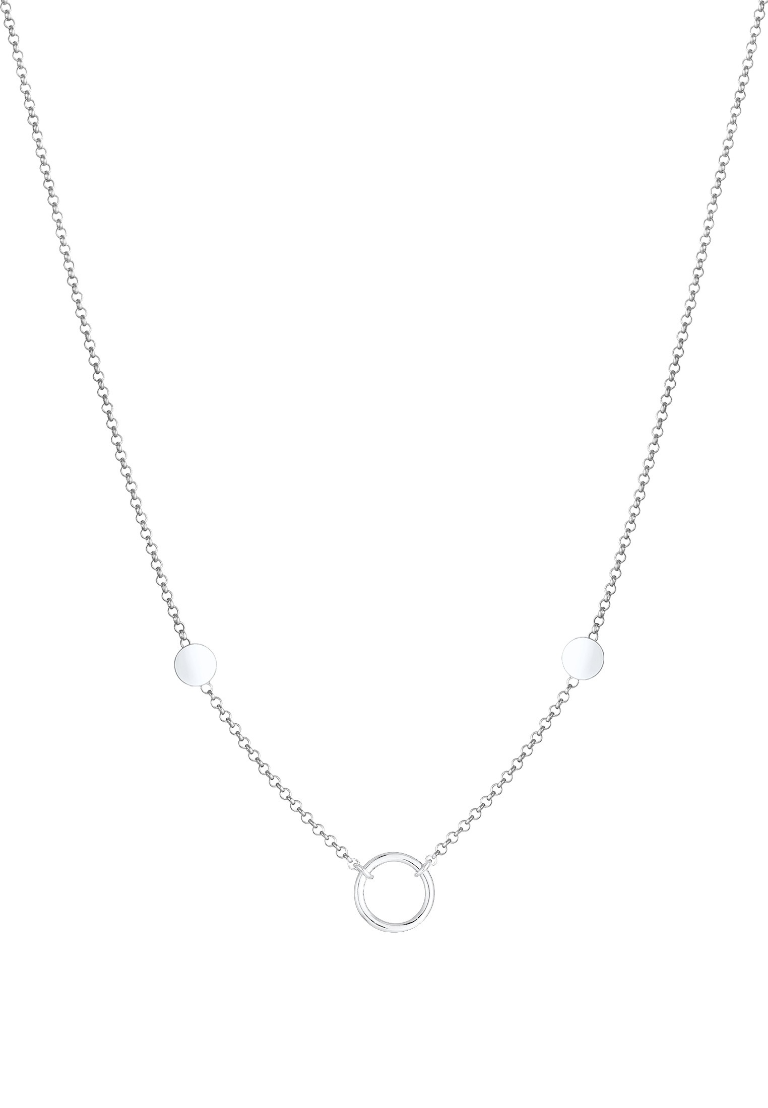 Elli Kette mit Anhänger »Halskette Kreis Plättchen Coin Geo Erbskette 925 Silber«