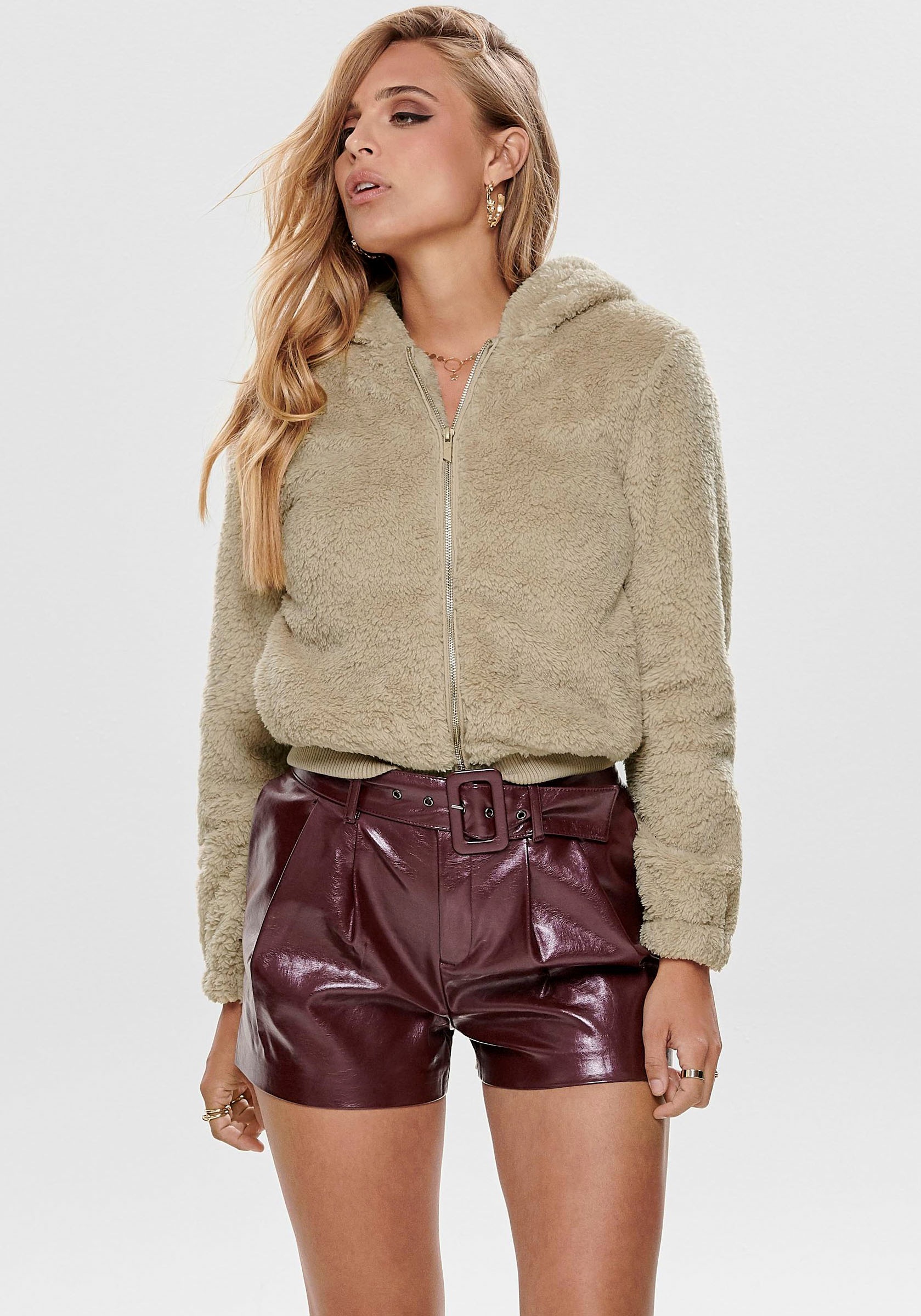 ONLY Fellimitatjacke »ONLANNA CONTACT SHERPA JACKET«, mit Kapuze kaufen
