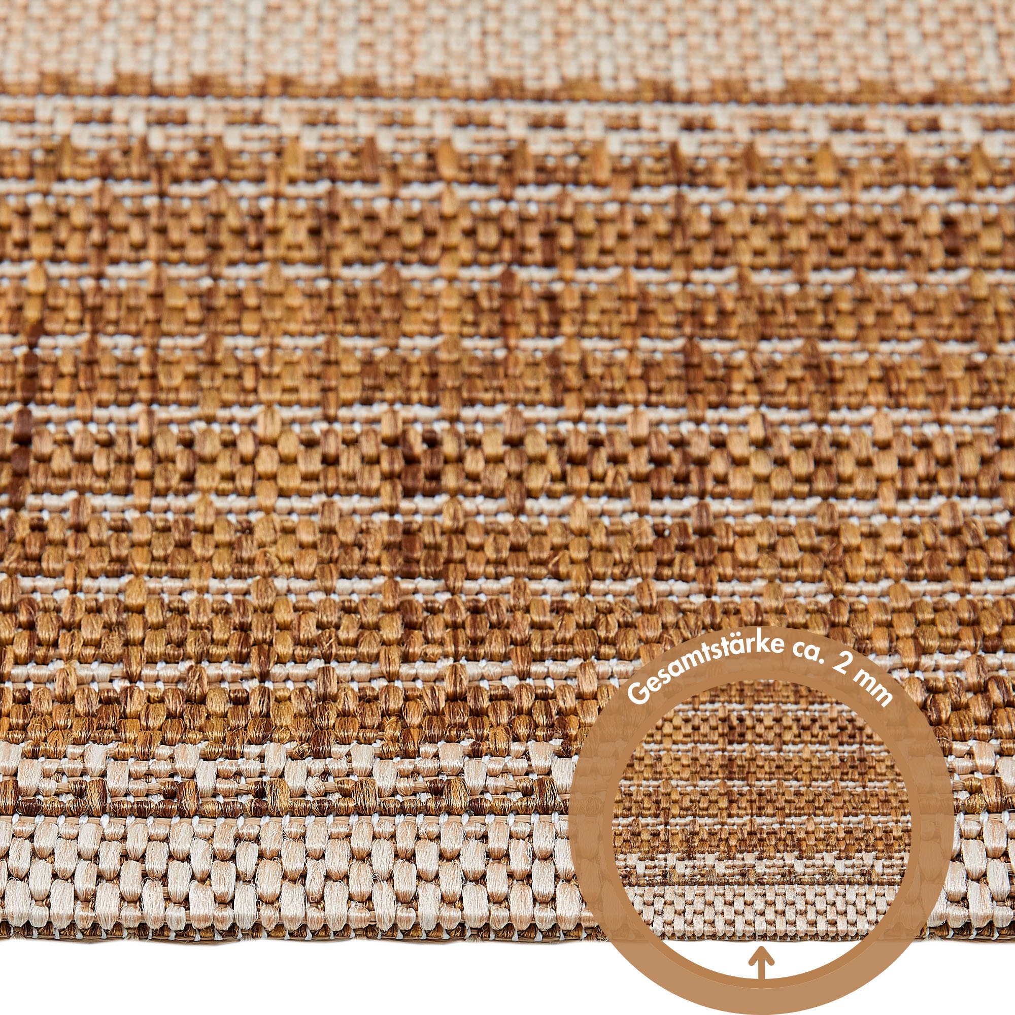 Andiamo Teppich »ARIZONA 2« rechteckig 5 mm Höhe Flachgewebe, mit Bordüre, In- und Outdoor geeignet, Wohnzimmer