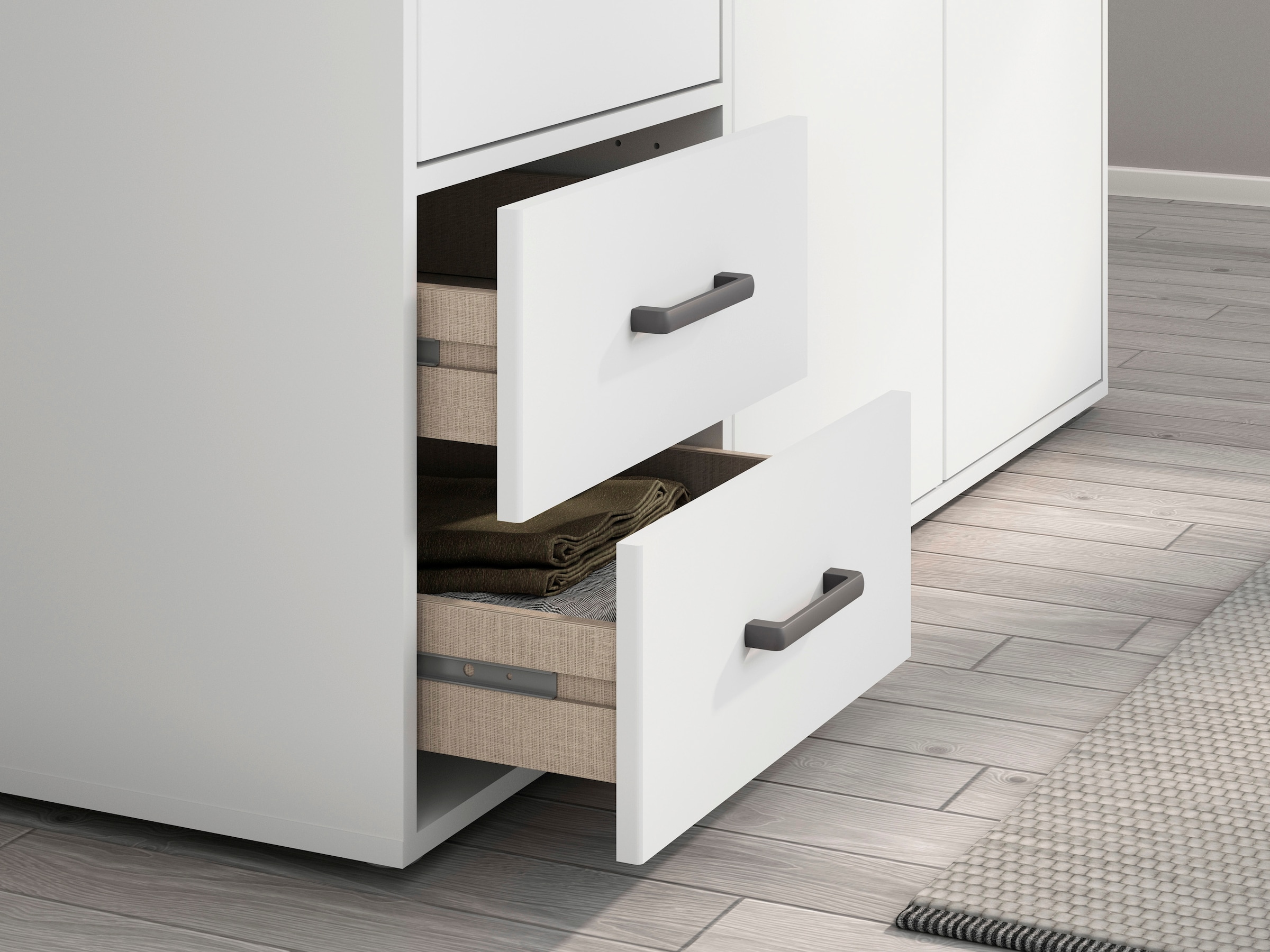 rauch Drehtürenschrank »Voyager, Kleiderschrank mit Außenschubkästen, Garderobe«, (in 3 verschiedenen Ausstattungen BASIC/CLASSIC/PREMIUM), Made in Germany