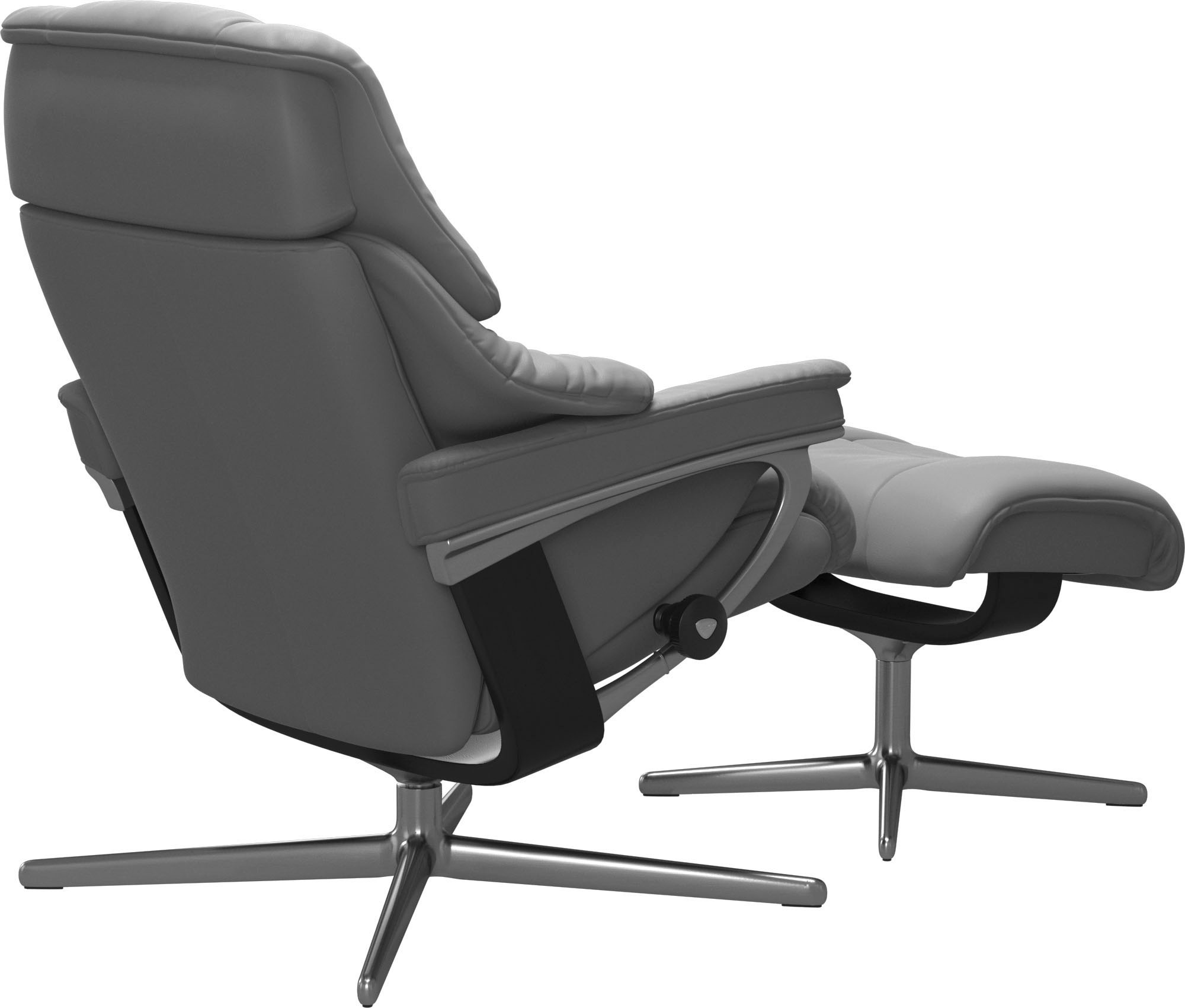 Stressless® Relaxsessel »Reno« Set, Relaxsessel mit Hocker,  mit Hocker, mit Cross Base, Größe S, M & L, Holzakzent Schwarz