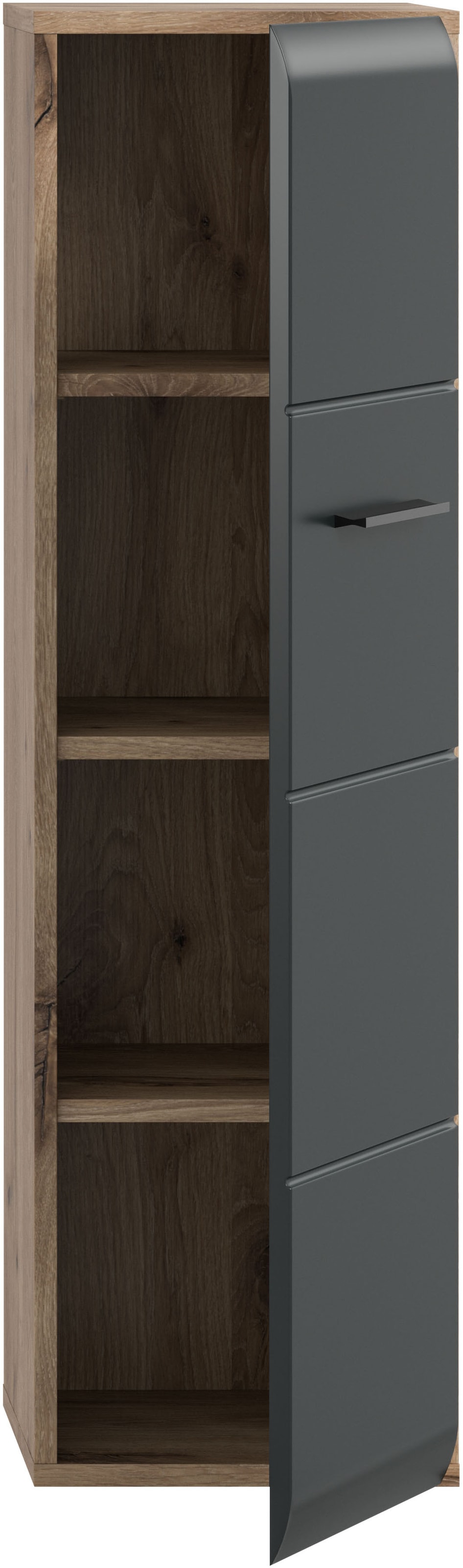 welltime Stauraumschrank »FLORENZ, Höhe 106 cm, 1 Tür, 4 Fächer, stehend & hängend montierbar« TOPSELLER!, 1 Stk. tlg. Türanschlag wechselbar, hochwertige MDF Front, Badschrank, Bad