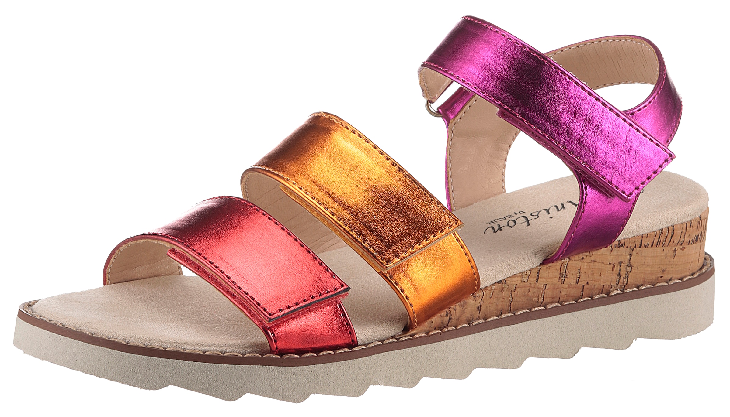 Aniston SHOES Keilsandalette  , Sandale, Sommerschuh, Klettschuh, Metallic-Optik - NEUE KOLLEKTION