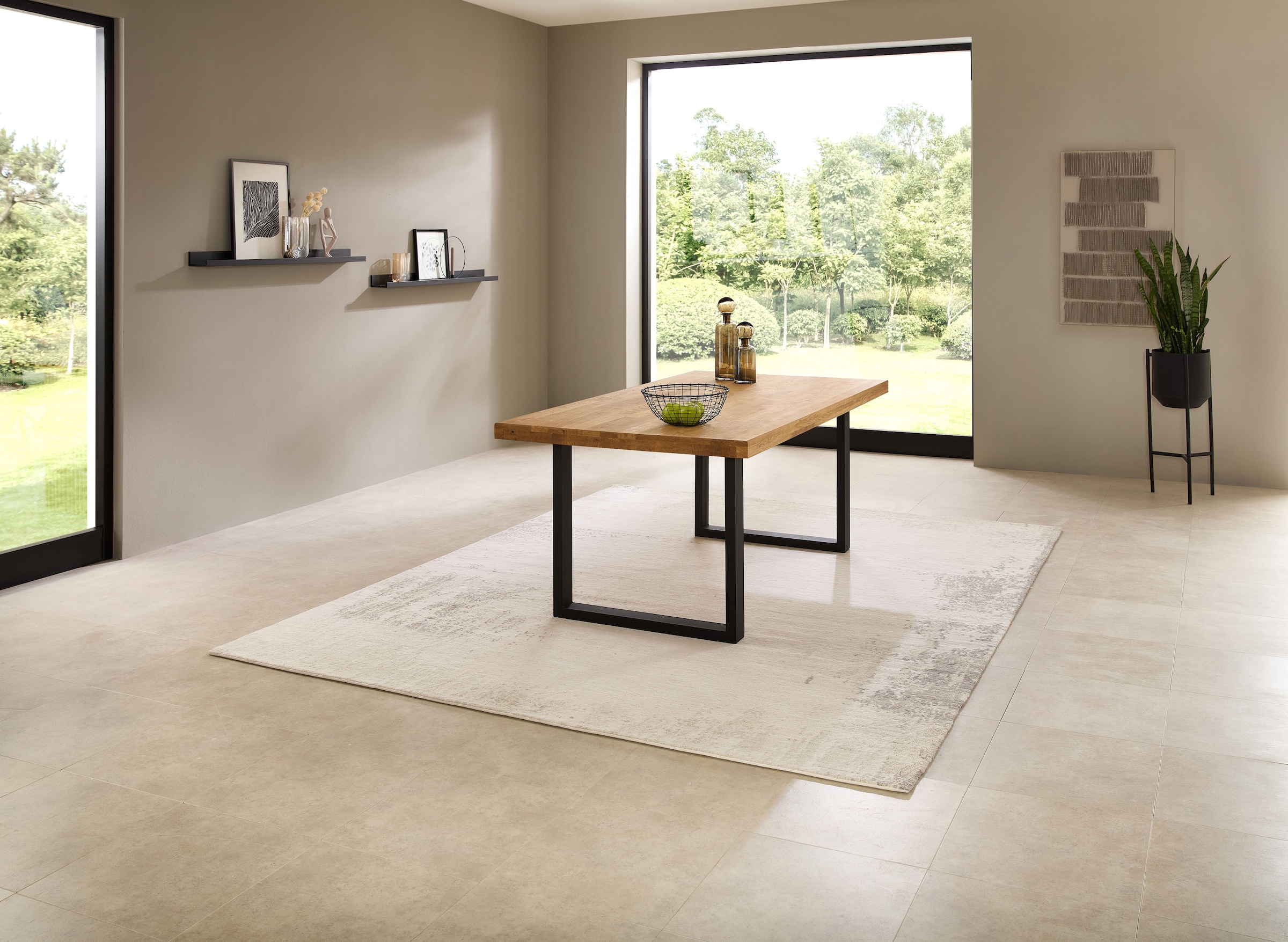 Stolkom Esstisch »Chris Esszimmertisch Eiche Massivholz, BxHxT 110x47x70 cm« Gerade Kante, Industrial Style Eiche Massivholz