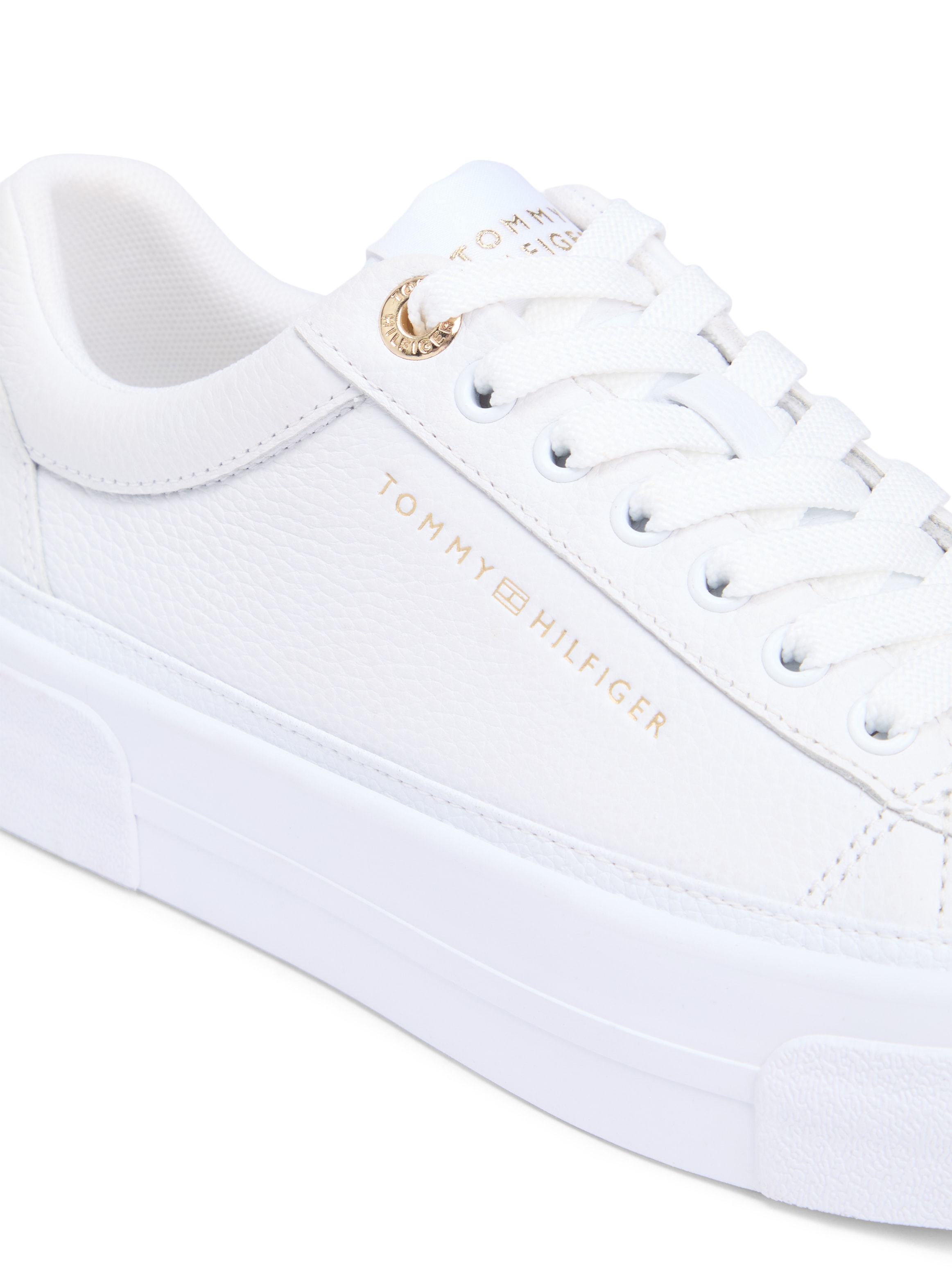 Tommy Hilfiger Plateausneaker »TH FOXING PLATFORM LEATHER«  , Freizeitschuh, Halbschuh, Schnürschuh, weiche Schaftrand-Polsterung