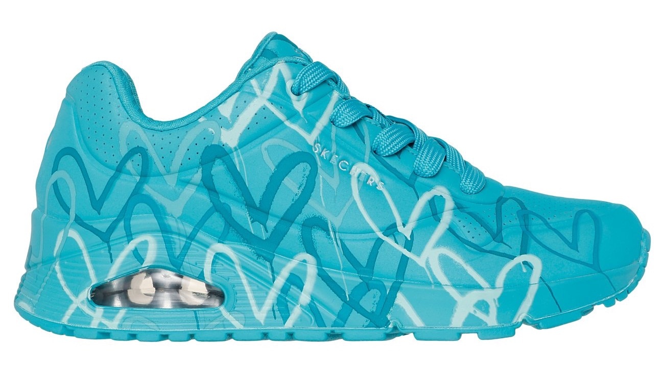 Skechers Wedgesneaker »UNO-SPREAD THE LOVE«, Freizeitschuh, Halbschuh, Schnürschuh mit coolem Graffiti-Print