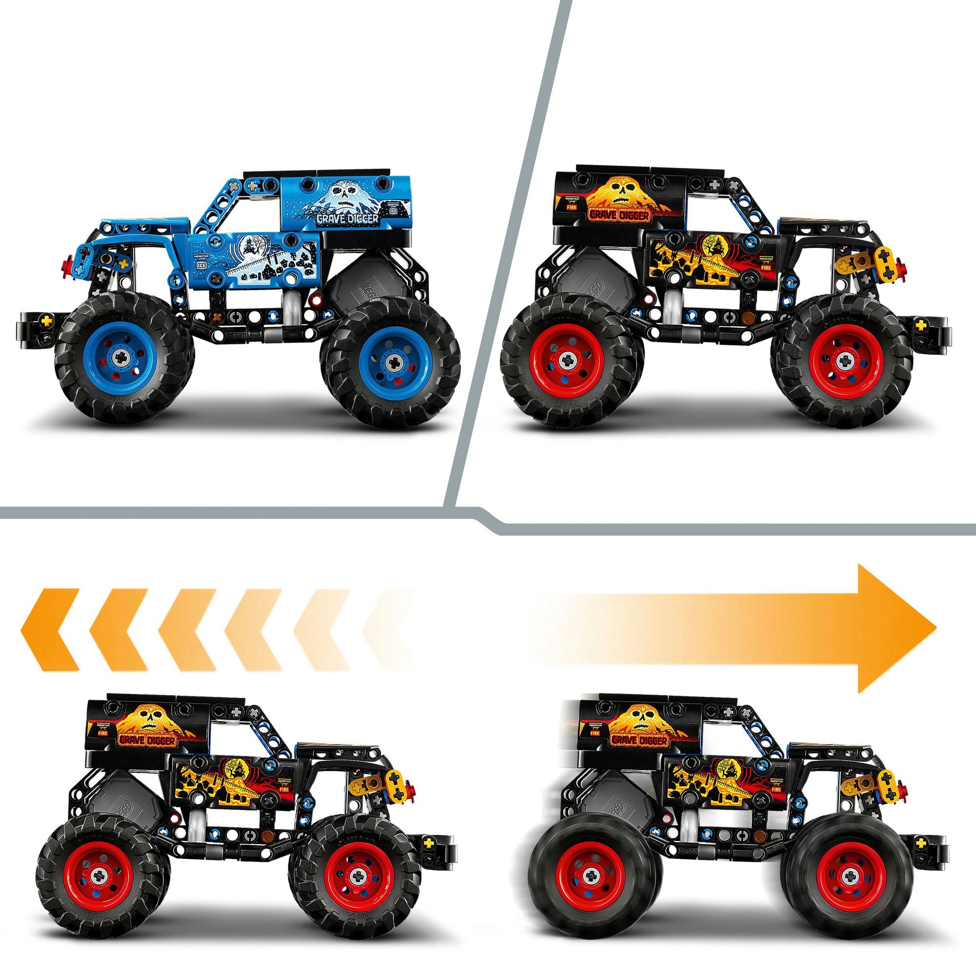 LEGO® Konstruktionsspielsteine »Monster Jam Grave Digger Feuer und Eis (42219), LEGO Technic«