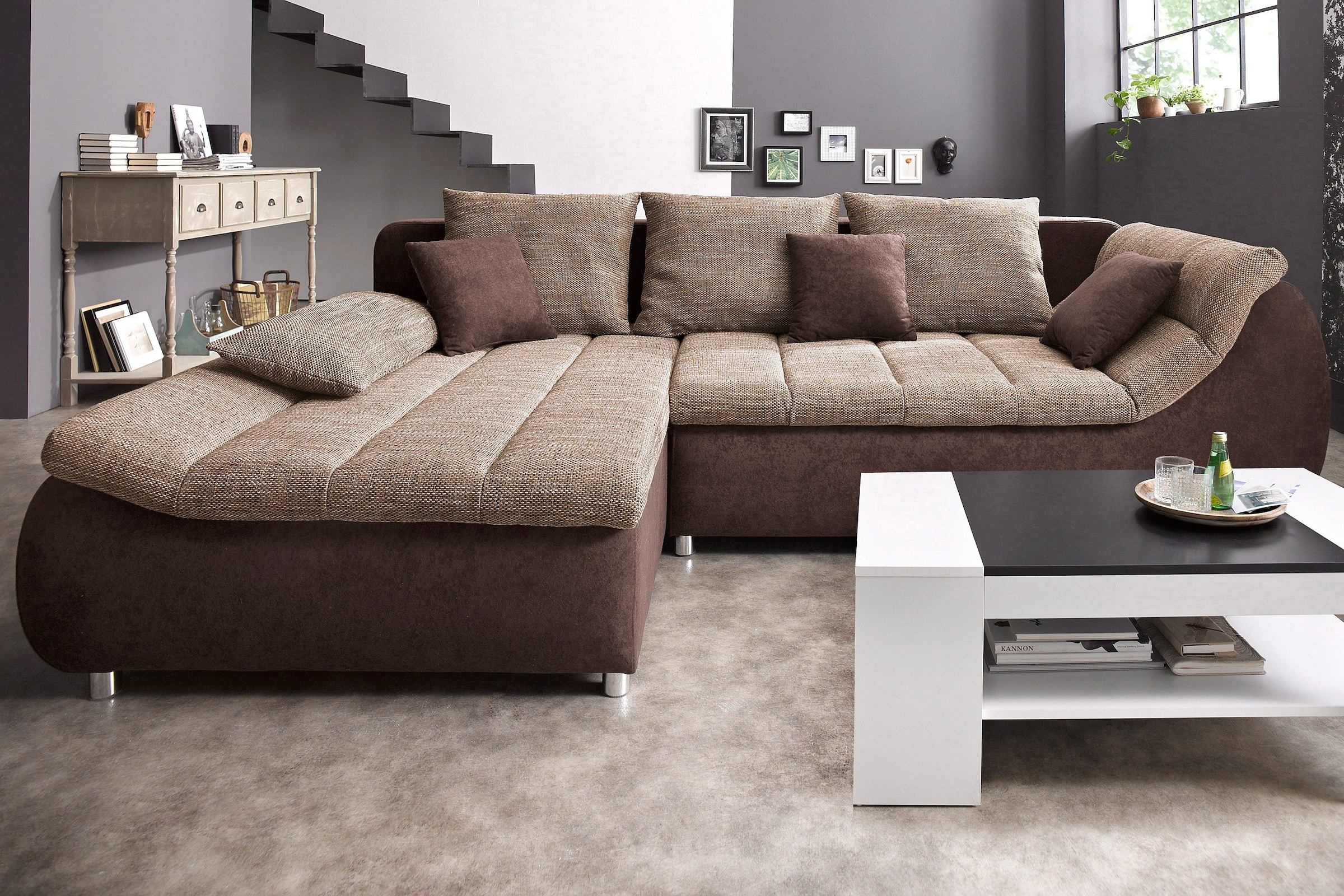 INOSIGN Ecksofa »Imola bequem, aktuelle Steppung im Sitz, L-Form, Breite 270cm«, wahlweise mit Bettfunktion