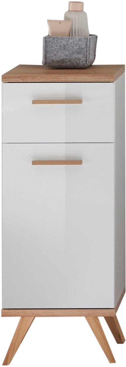 Saphir Badmöbel-Set »Quickset Mineralmarmor-Waschtisch mit LED-Spiegelschrank«, (6 St.), Unterschrank, Hängeschrank, Midischrank, 8 Türen, 2 Schubladen