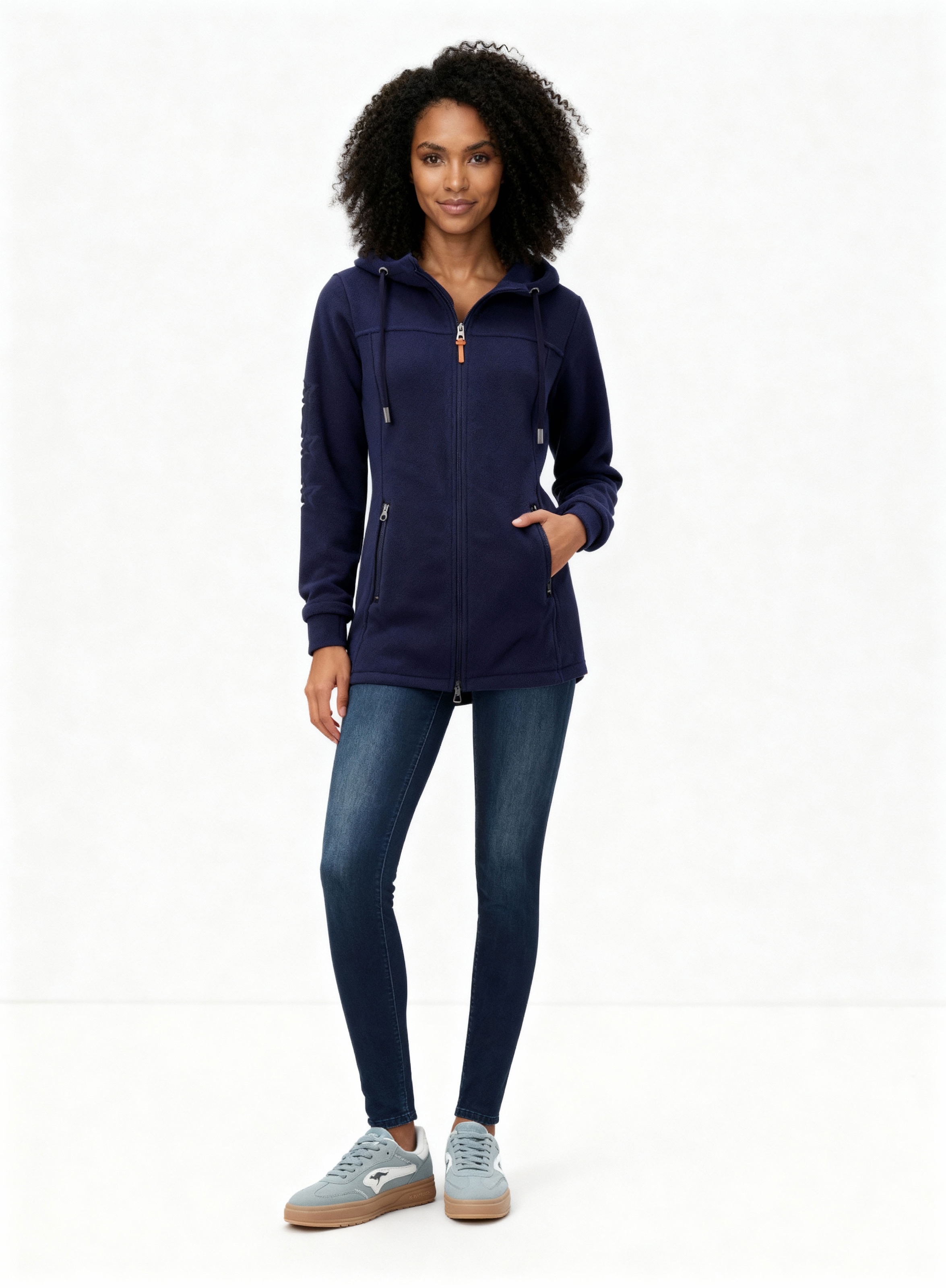 KangaROOS Fleecejacke mit Kapuze figurbetonter Schnitt,  mit Kapuze,  mit 2-Wege-Reißverschluss