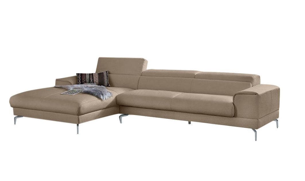W.SCHILLIG Ecksofa »piedroo, Designsofa mit tollem Sitzkomfort, bequem und elegant, L-Form«, Kopfteilverstellung, wahlweise mit Sitztiefenverstellung, Breite 343cm