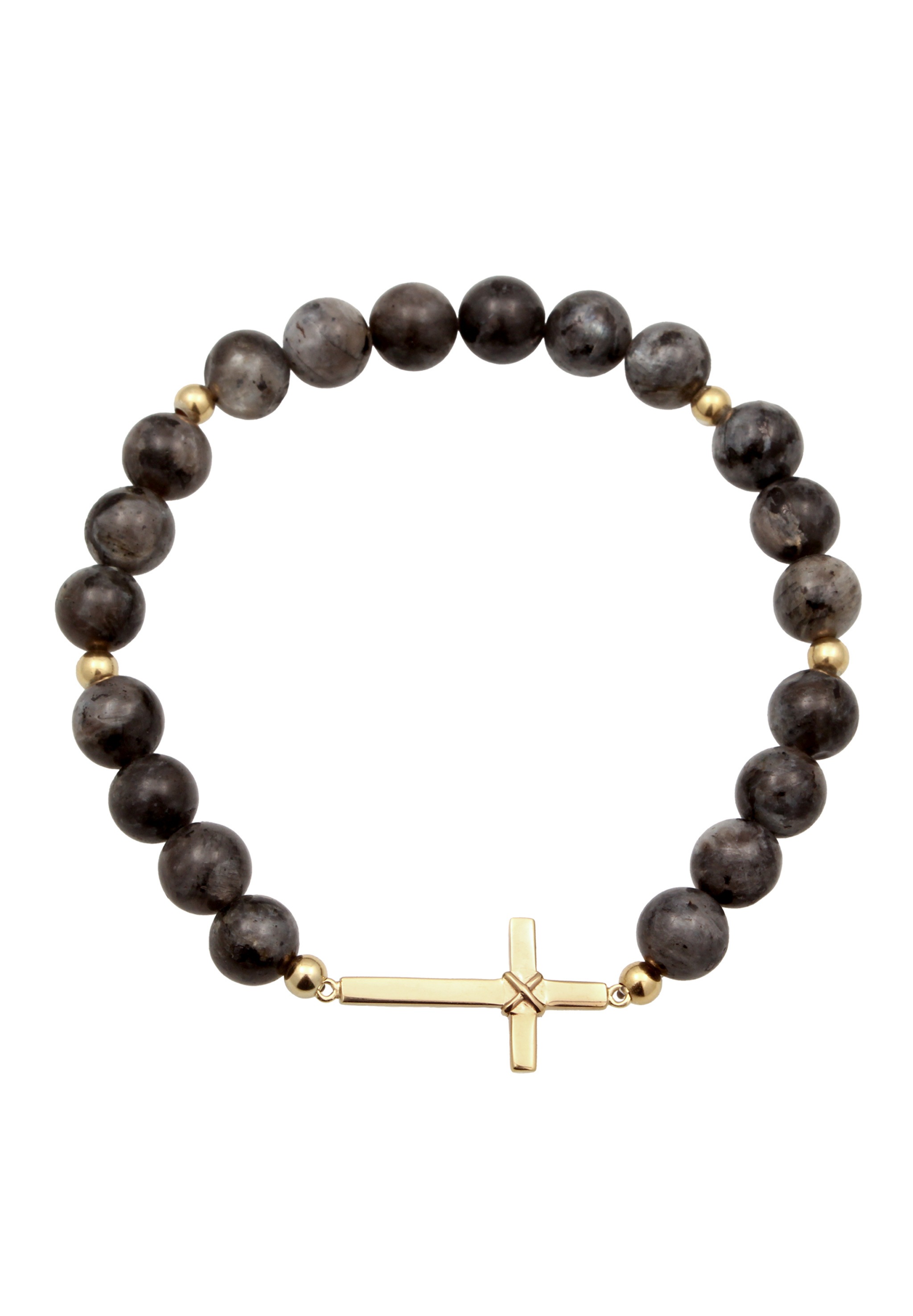 Kuzzoi Armkette »Armband Kreuz Lavakite Edelstein Grau 925 Sterling Silber vergoldet«