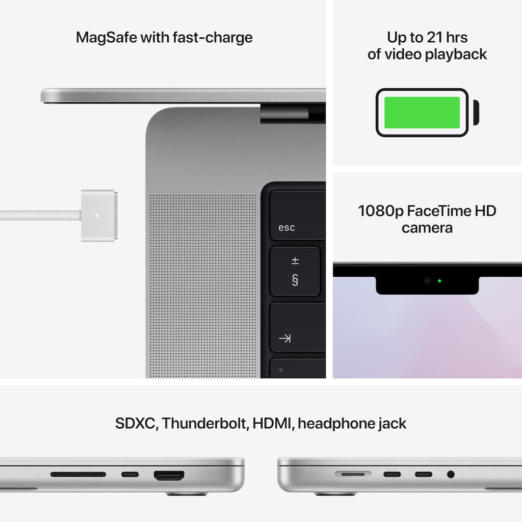 Apple Notebook »MacBook Pro 16 MK1A3 (2021) 16,2", mit Apple M1 Chip, 4K Retina, 32 GB RAM«, (41,05 cm/16,2 Zoll), Apple, M1 Max, 1000 GB SSD