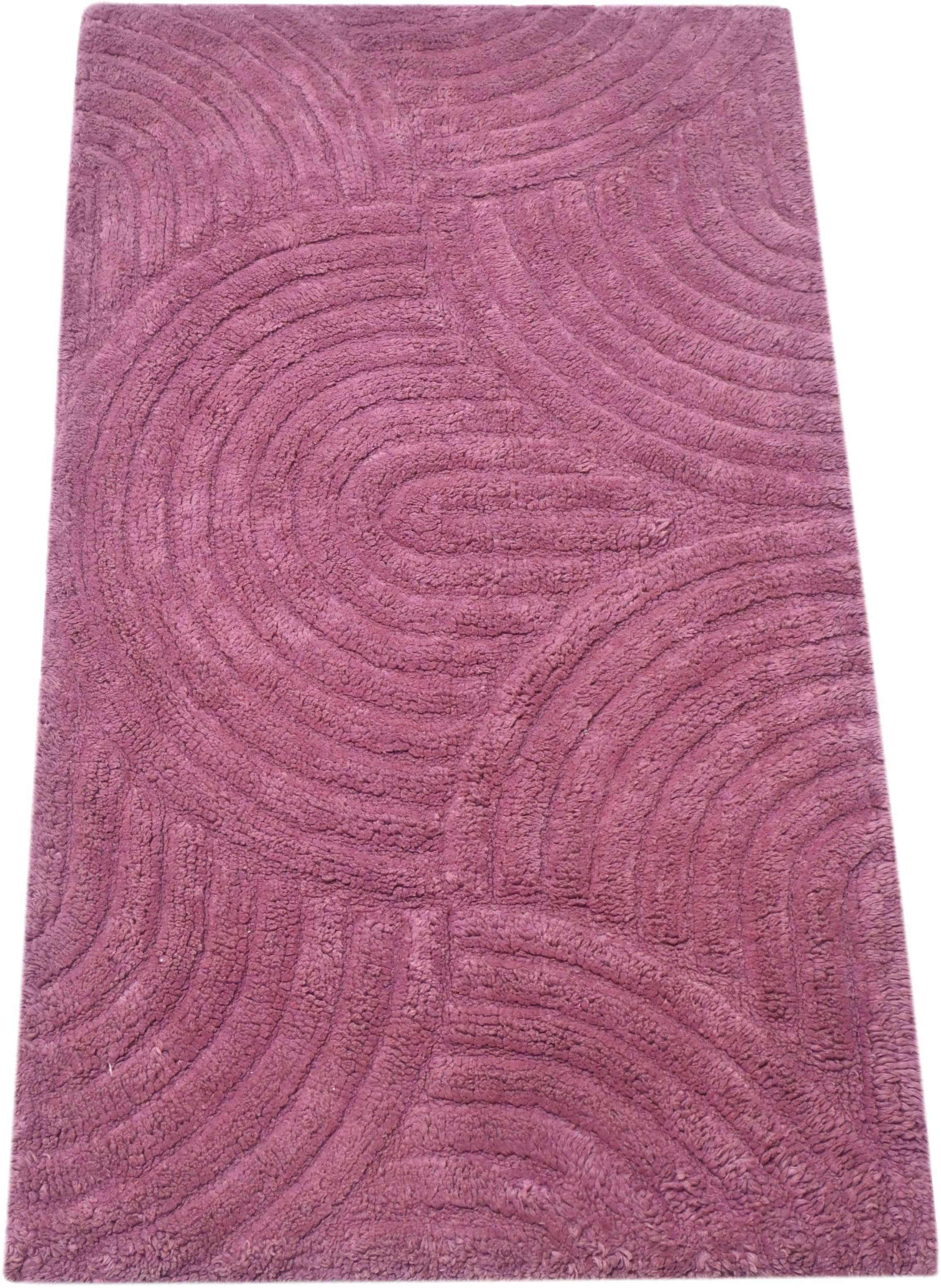 my home Badematte »Juna, Badvorleger, Badezimmer Teppich, Zen, Scandi, Boho«, rutschhemmend beschichtet, fußbodenheizungsgeeignet, Baumwolle, Hoch-Tief-Effekt, weich