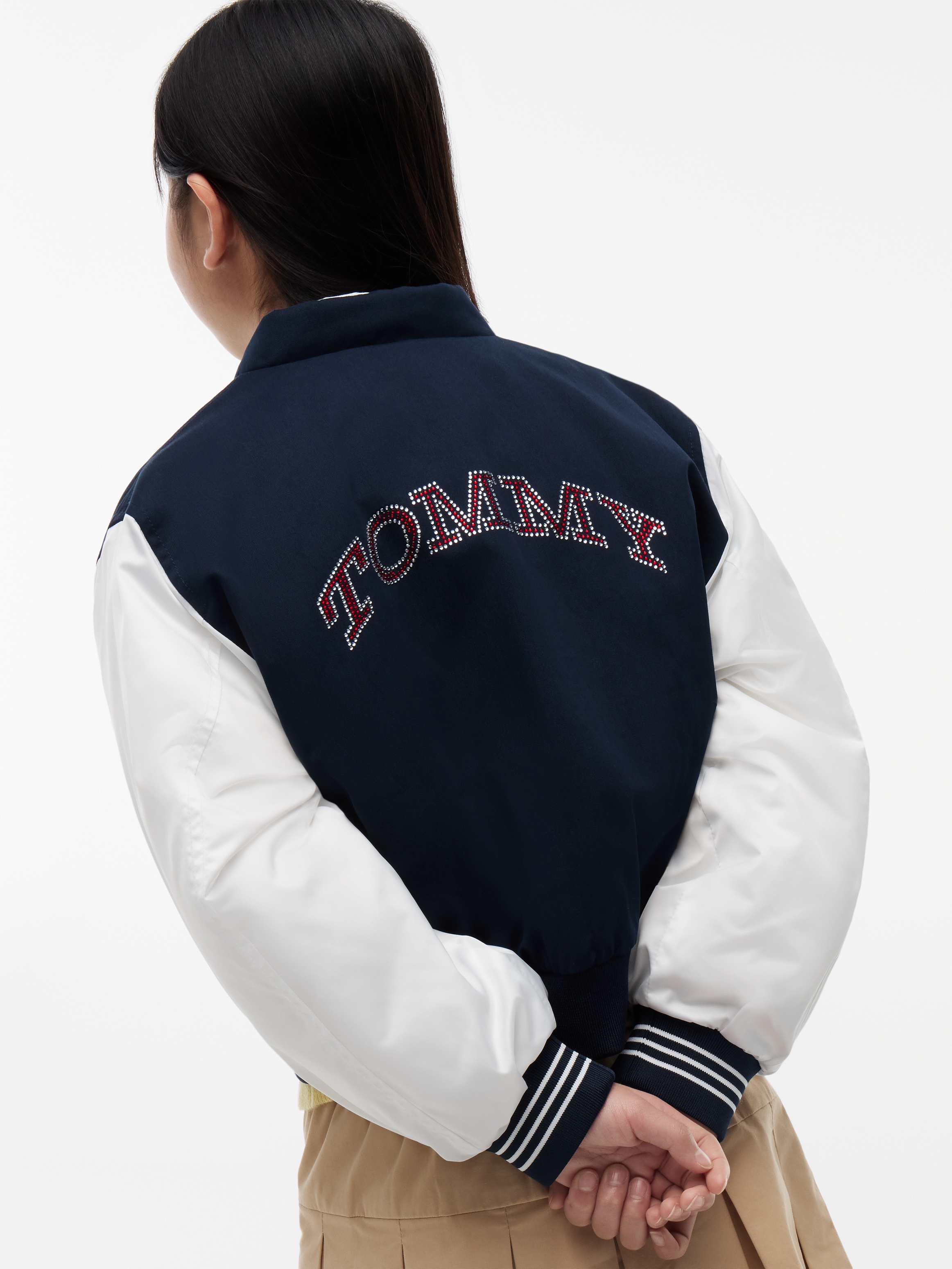 Tommy Hilfiger Bomberjacke Glitzer-Logo, Kinder bis 16 Jahre, Baumwoll-Mix