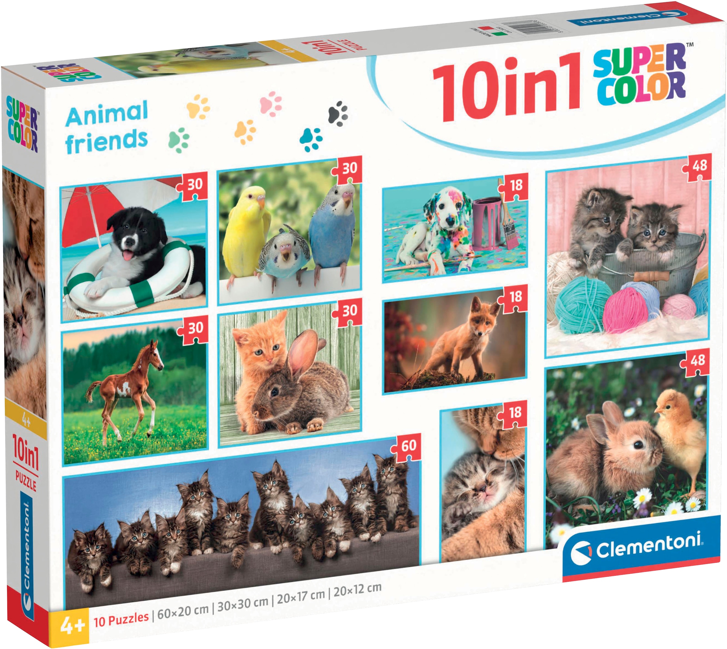 Clementoni® Puzzle »10in1 Supercolor, Noli, Tierfreunde«, Made in Europe