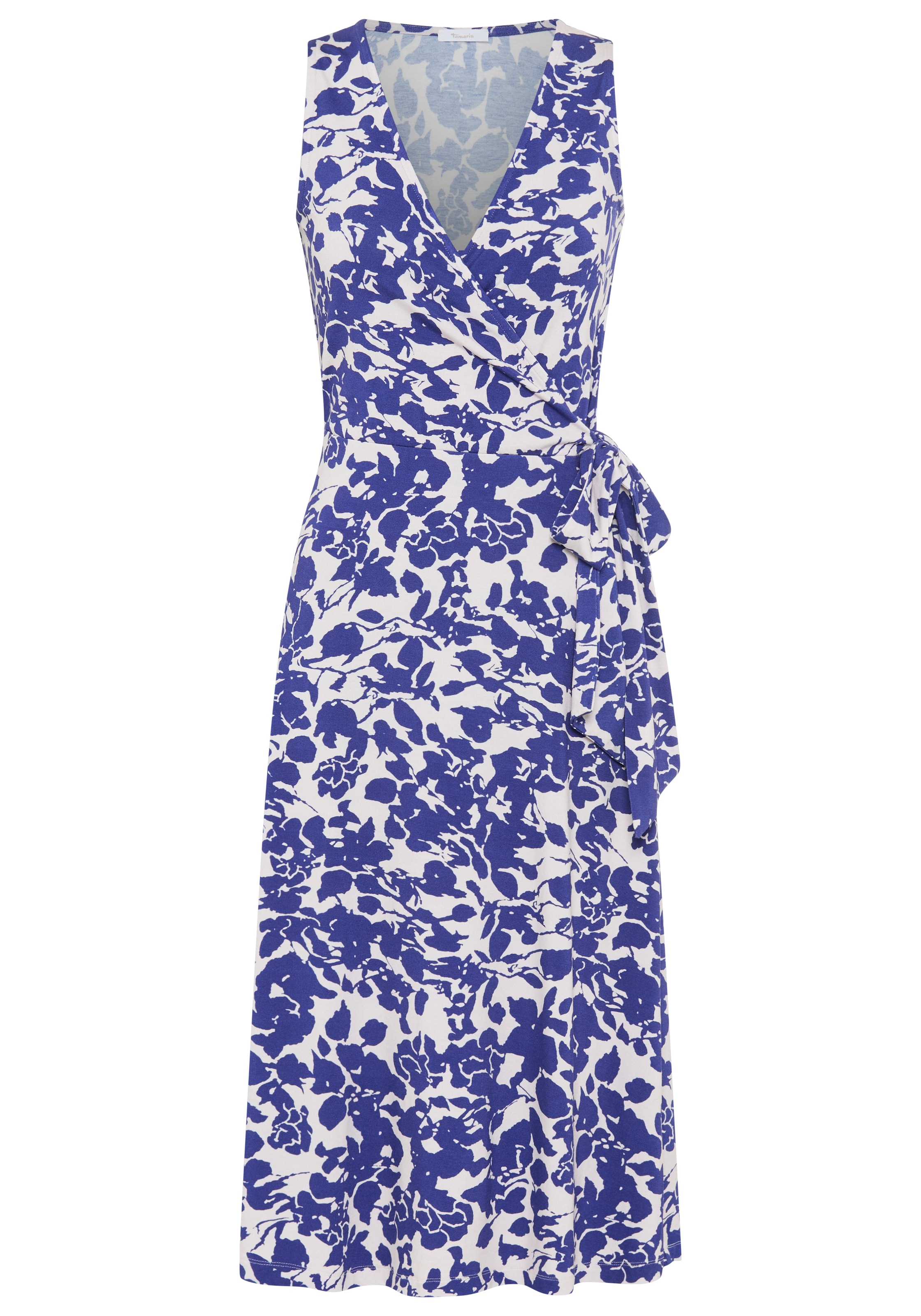Tamaris Jerseykleid mit femininer Wickeloptik und sommerlichem Muster