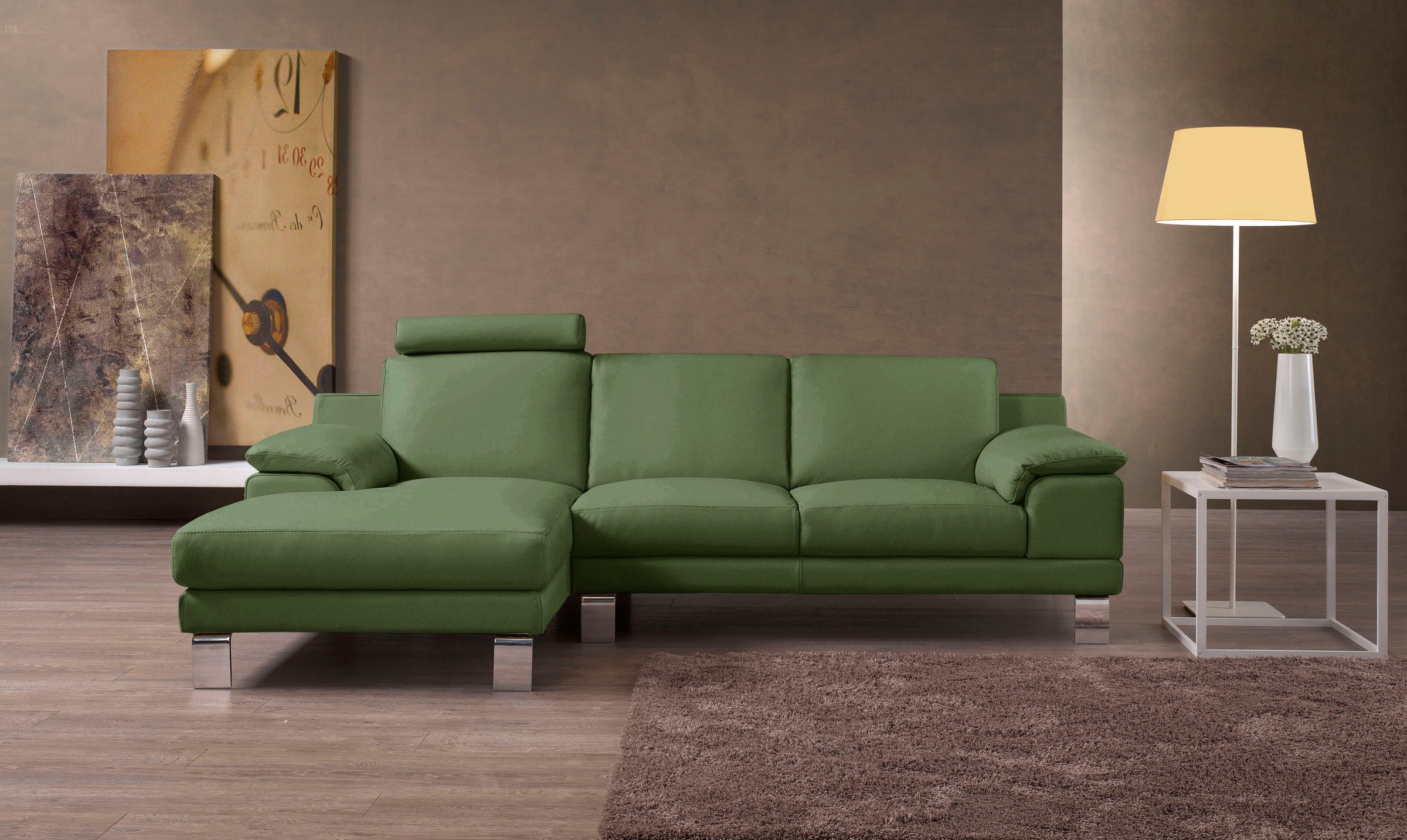 Egoitaliano Ecksofa »Shakira, Design und super Sitzkomfort auf hohem Niveau, tolle Details«, mit Recamiere, L-Form, edle Füße