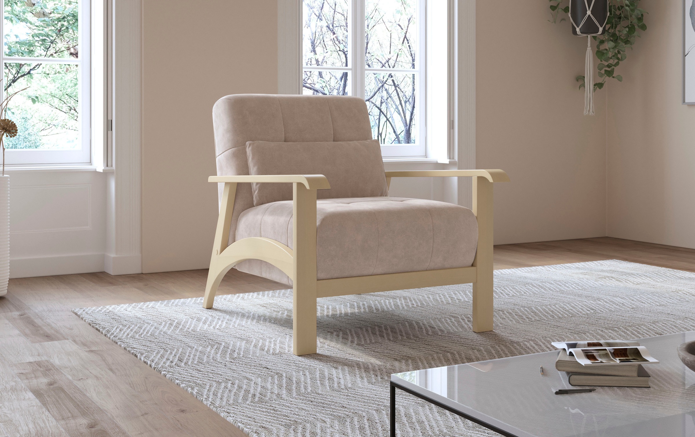 sit&more Sessel »Billund«, Armlehnen aus Buchenholz in natur, verschiedene Bezüge und Farben